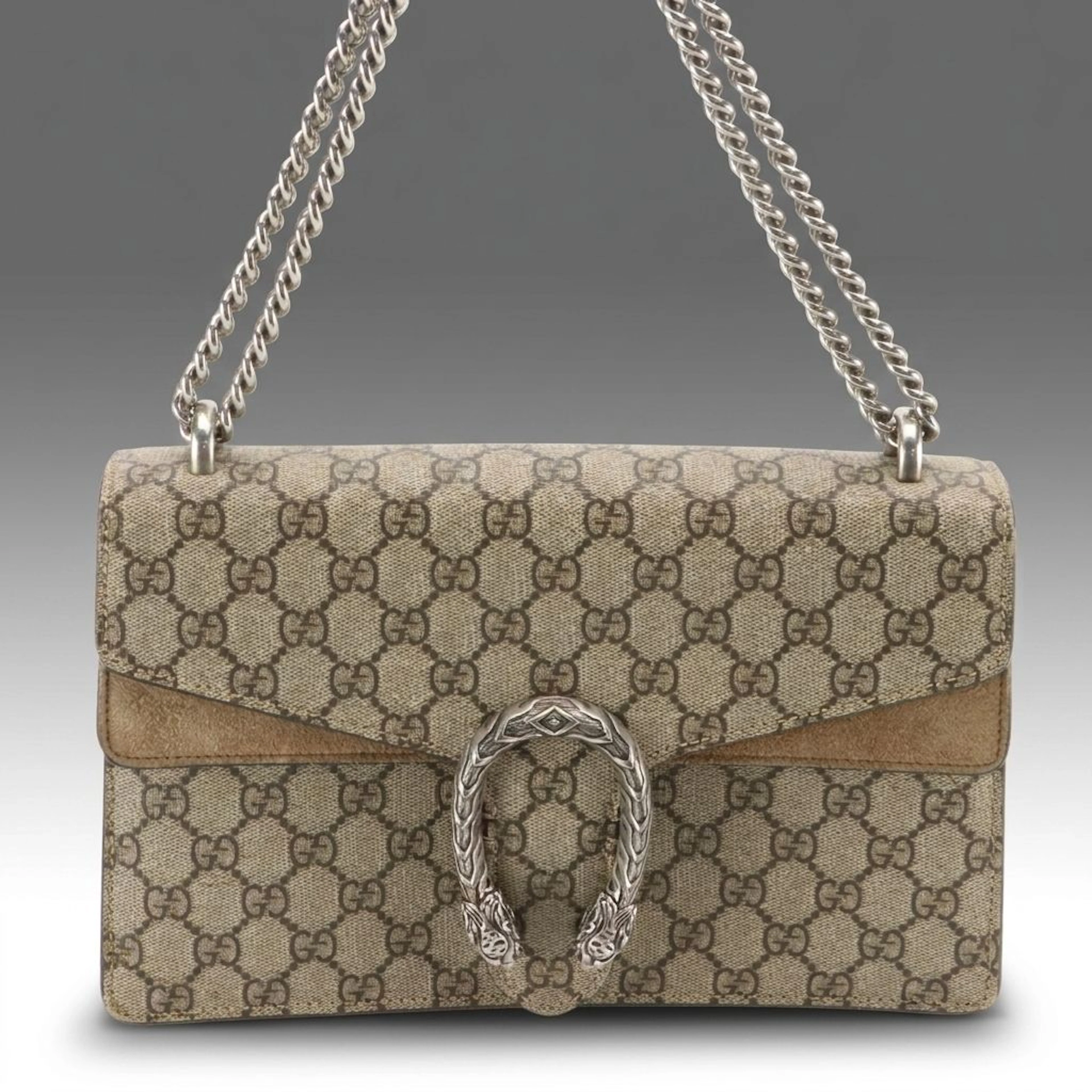 Gucci Dionysus Small Shoulder Bag in GG Supreme Canvas/Suede