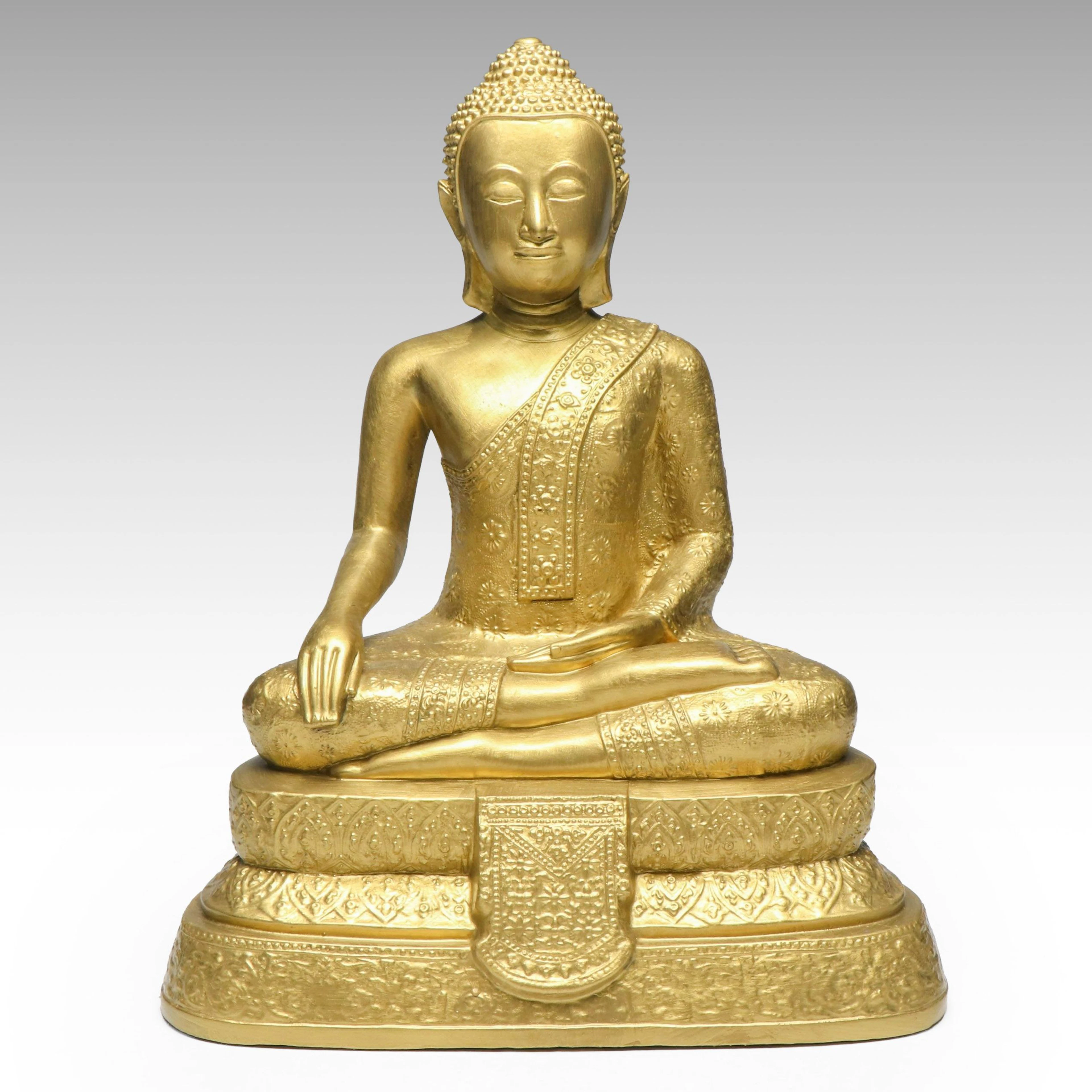 ESCO Products Gilt Plaster Finish Buddha Sculpture, 1959