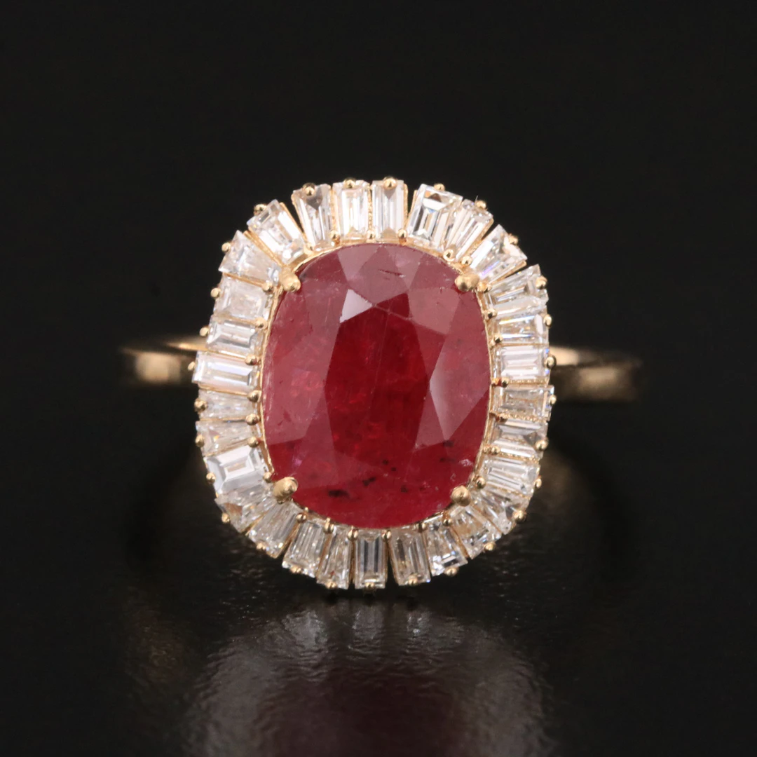 18K 2.68 CT Unheated Mozambique Ruby and Diamond Ring with GIA Report