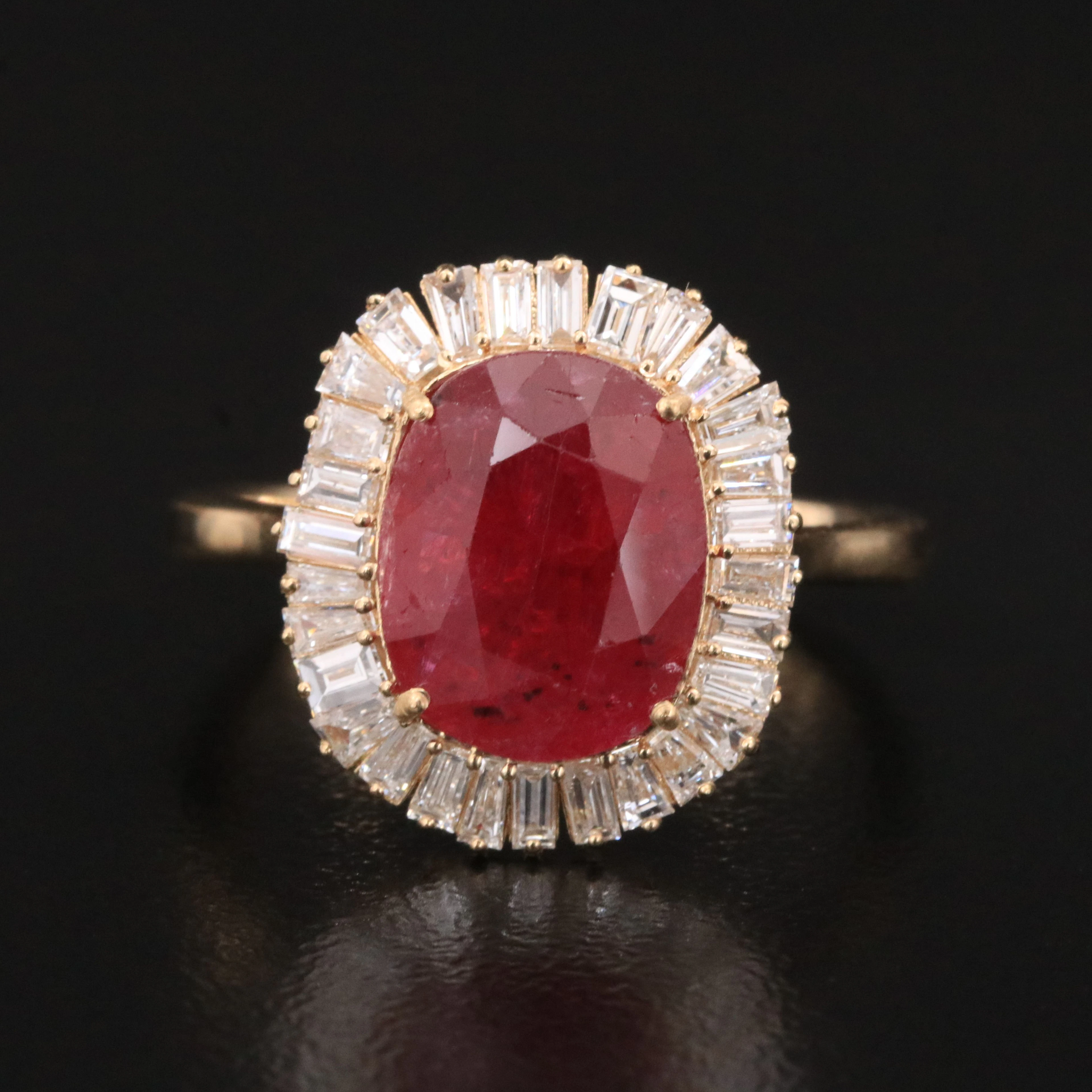 18K 2.68 CT Unheated Mozambique Ruby and Diamond Ring with GIA Report