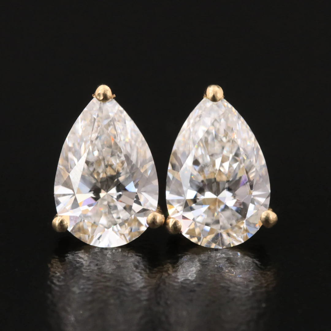 14K 2.94 CTW Lab Grown Diamond Solitaire Earrings with IGI Reports