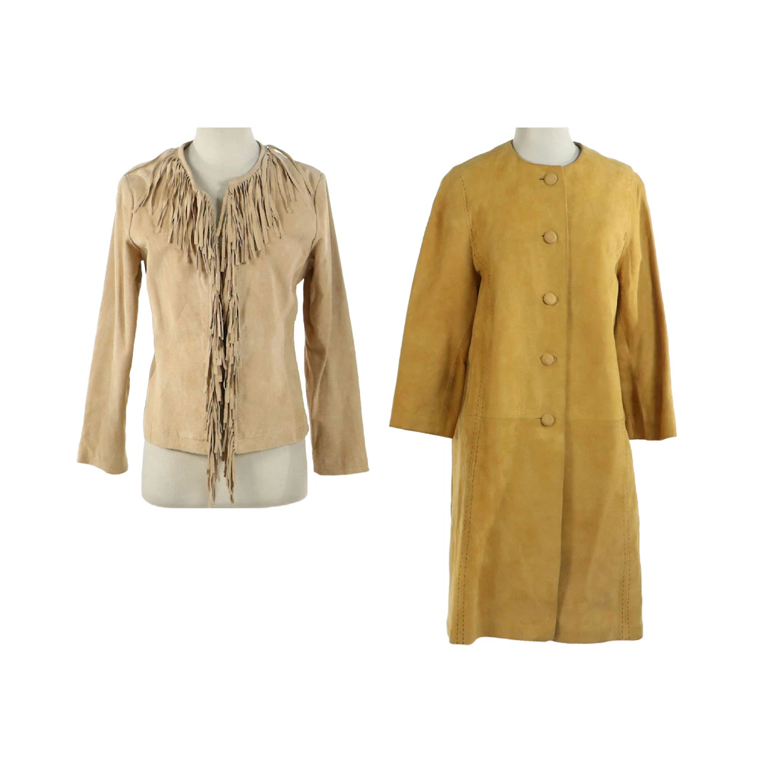 Begedor "Denise" Coat and NorthStyle Open Front Fringe Jacket in Suede