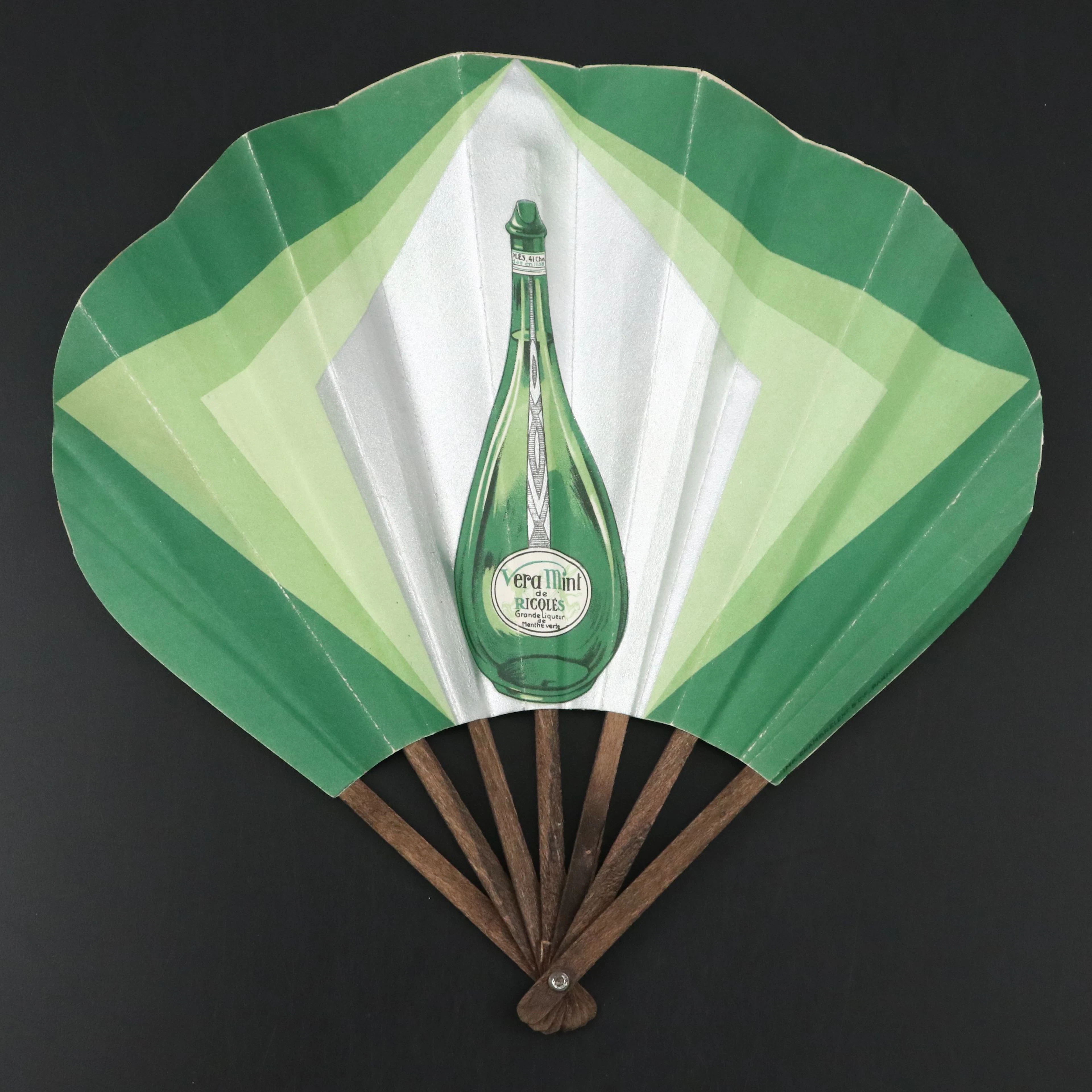 Vera Mint de Ricqlès Art Deco Advertising Fan, 1920s–1930s