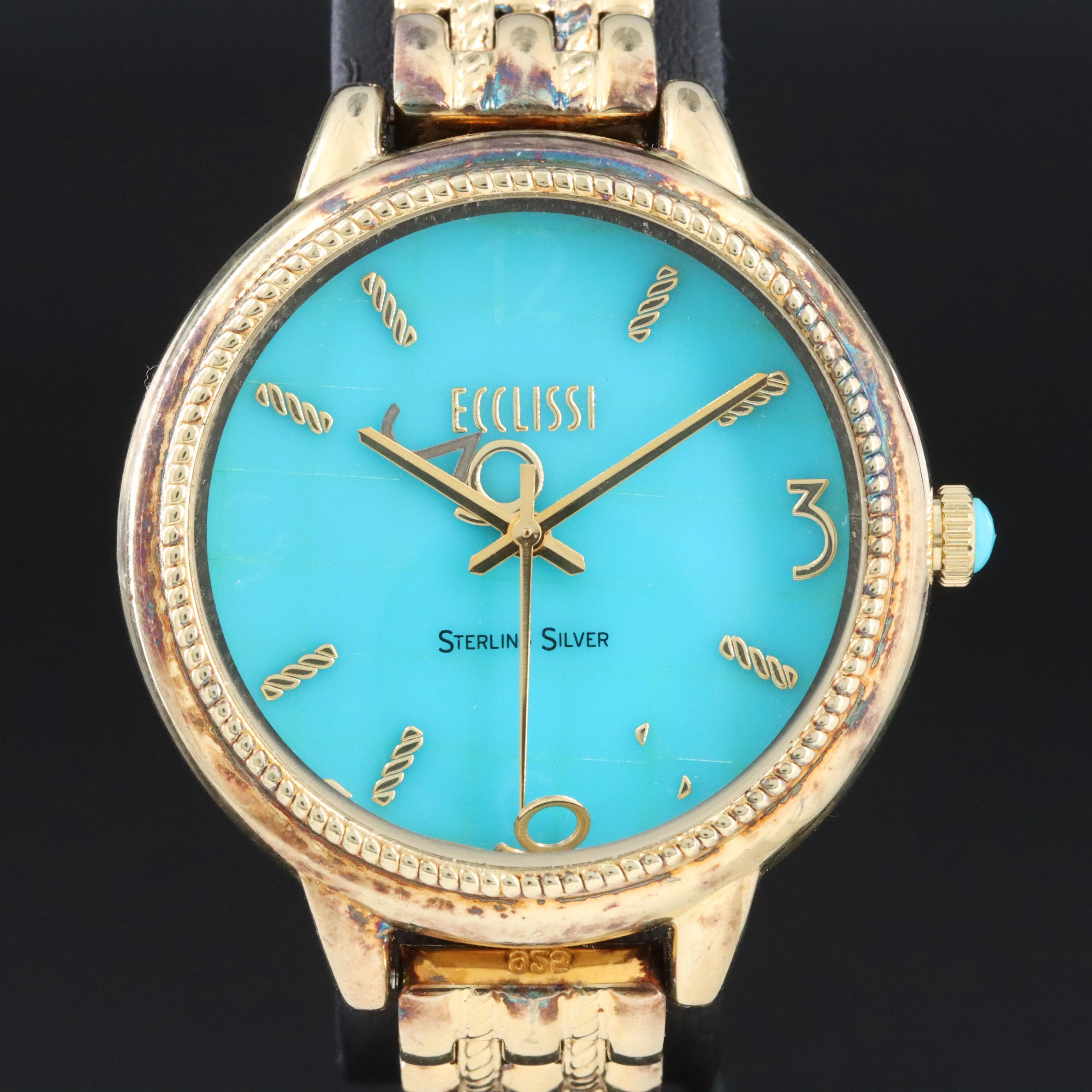 Ecclissi Sterling Silver and Steel Mother-of-Pearl Dial Quartz Watch #33821