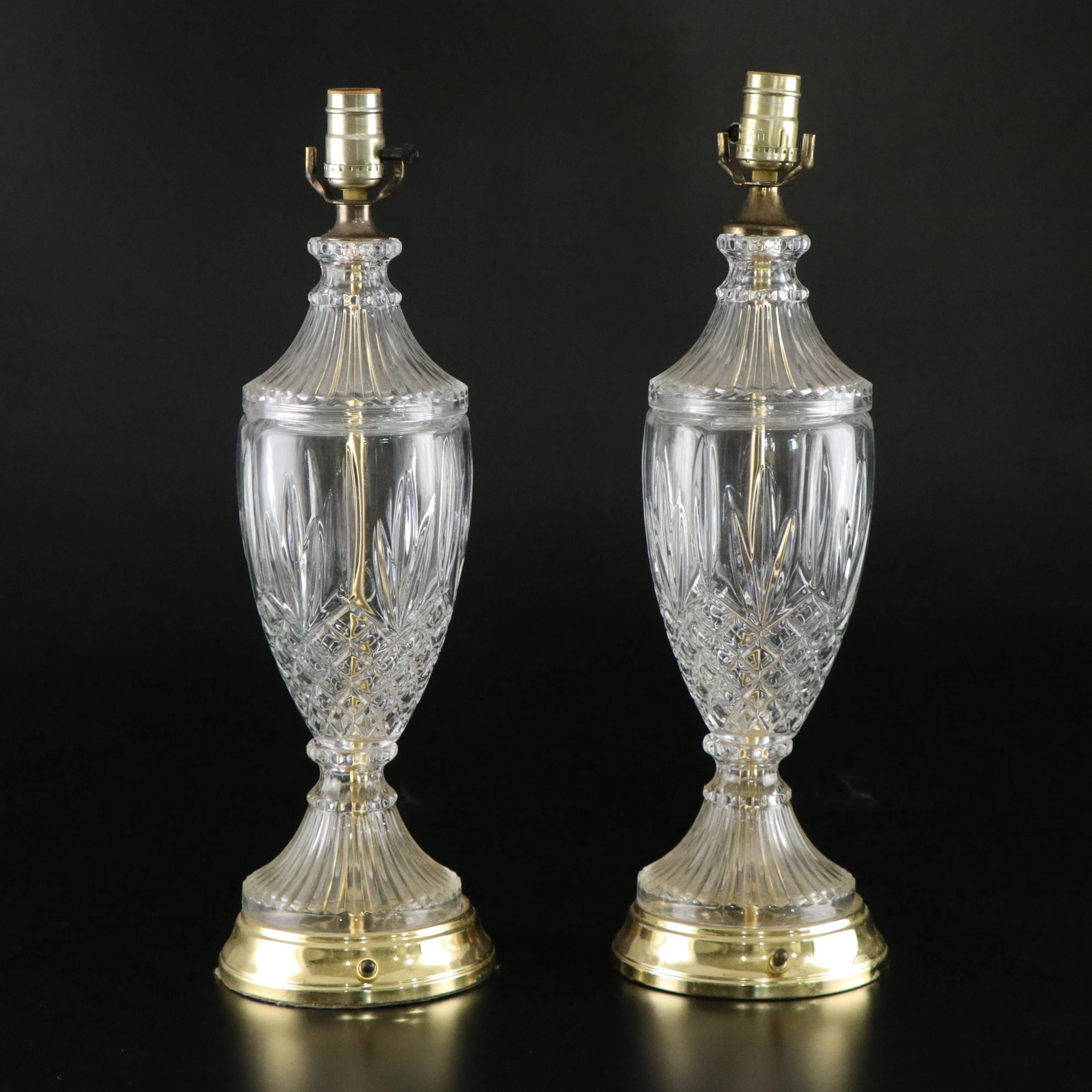 Pair of Hollywood Regency Style Glass Table Lamps