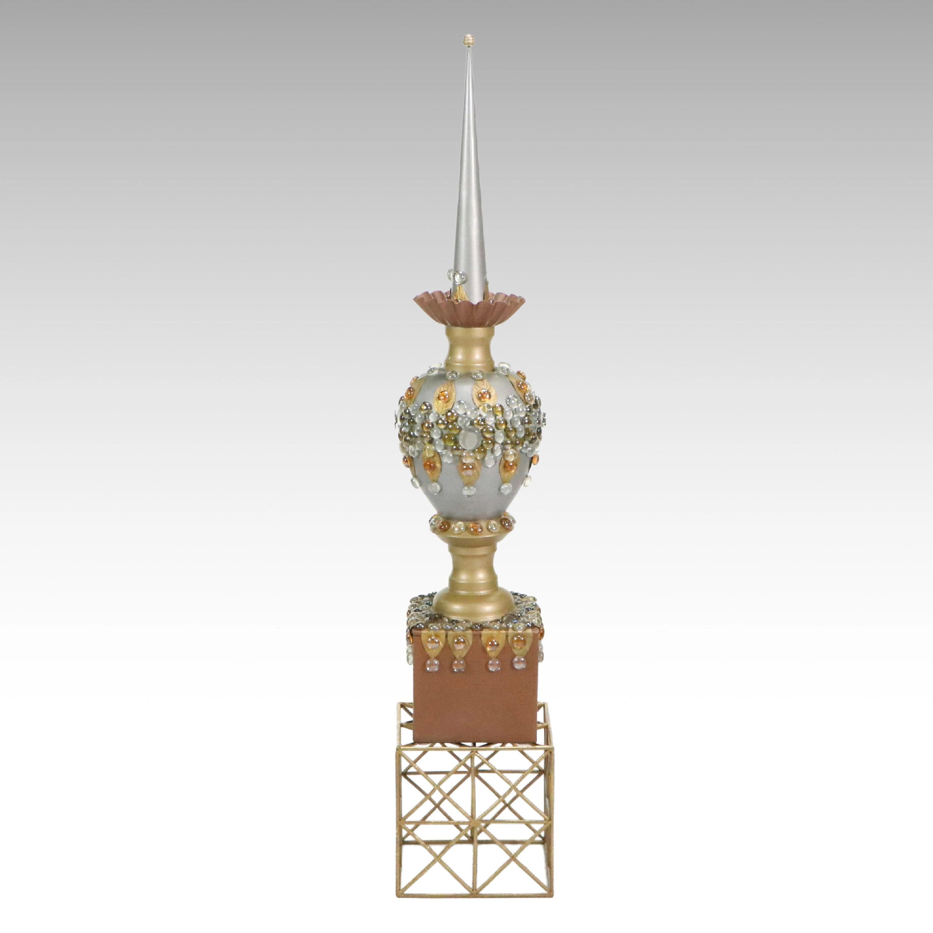 Hand-Crafted Assemblage Ornamental Spire with Beads and Embellishment