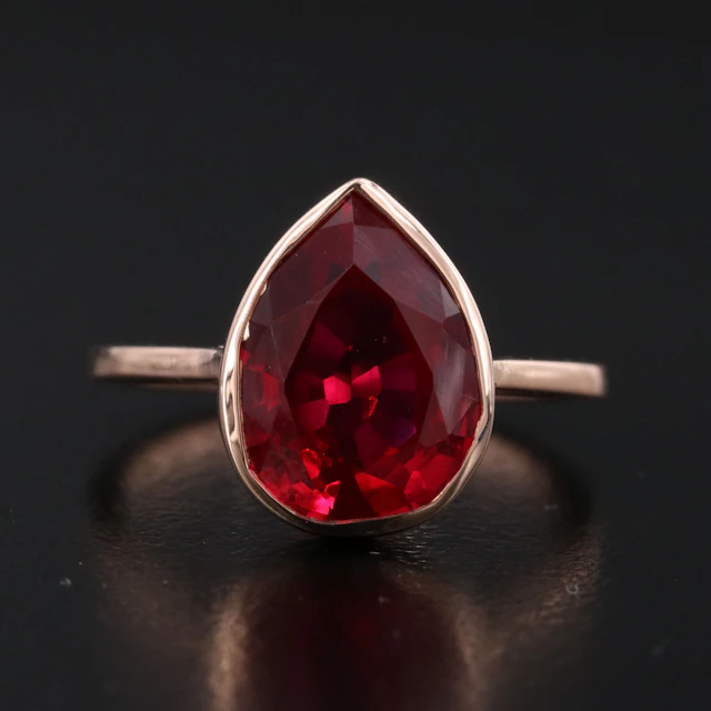 14K Rose Gold Ruby Solitaire Ring