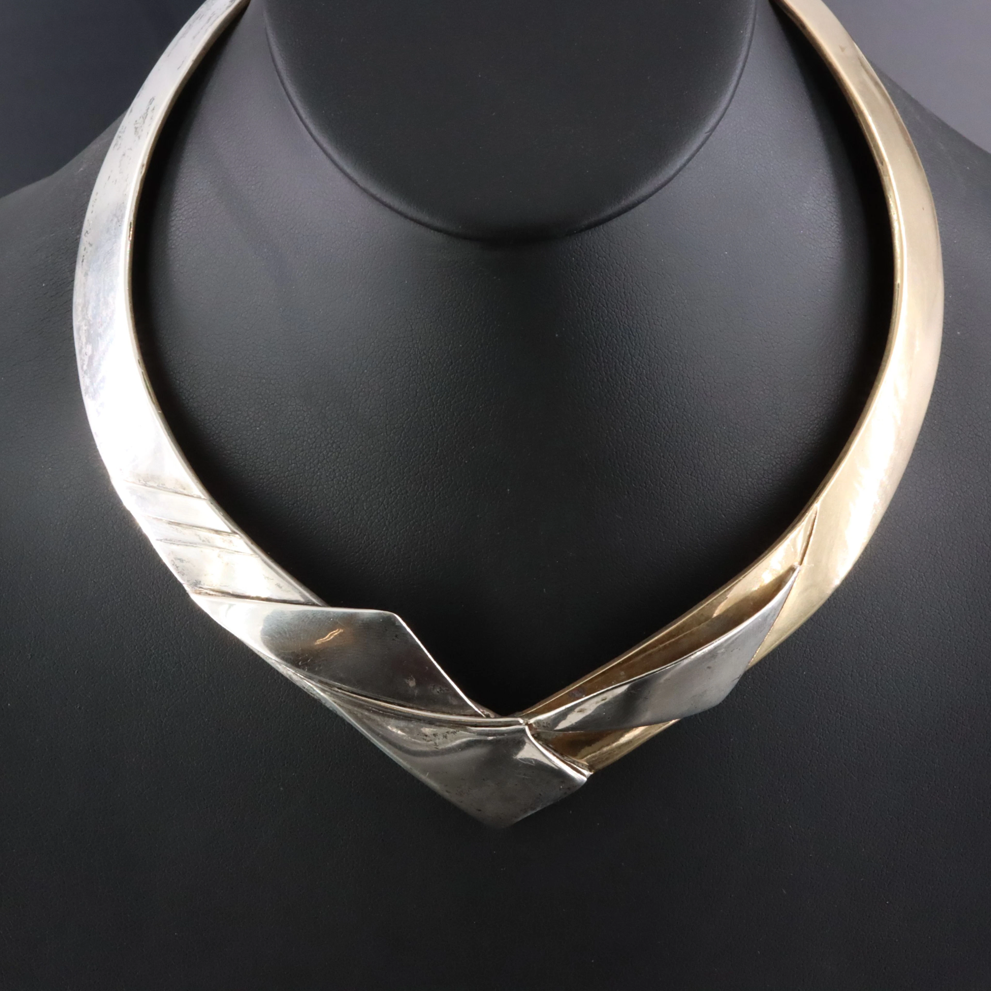 Sterling & Brass Chevron Collar Necklace