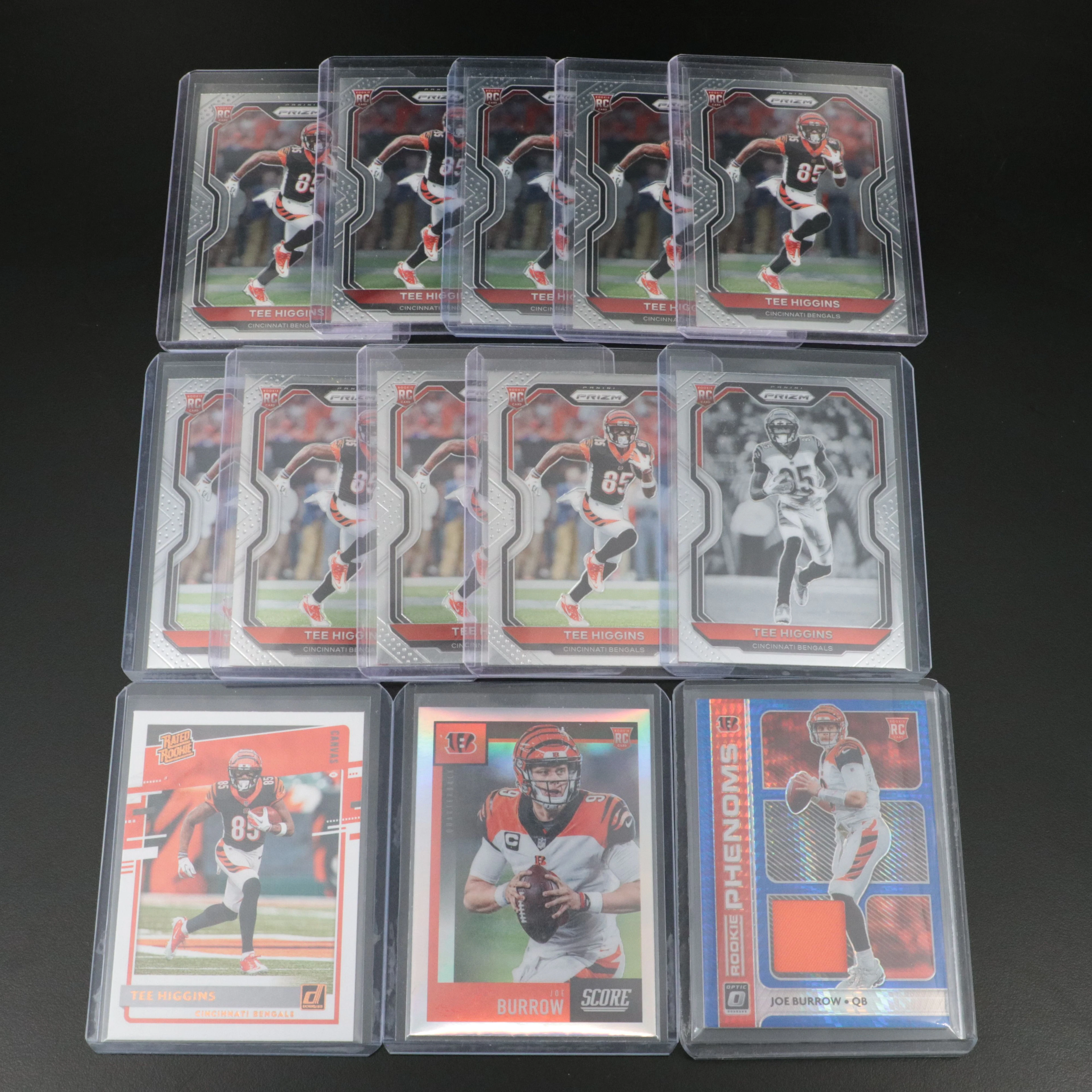 Joe Burrow and Tee Higgins Rookie Football Cards, Incl. Burrow Uniform Swatch