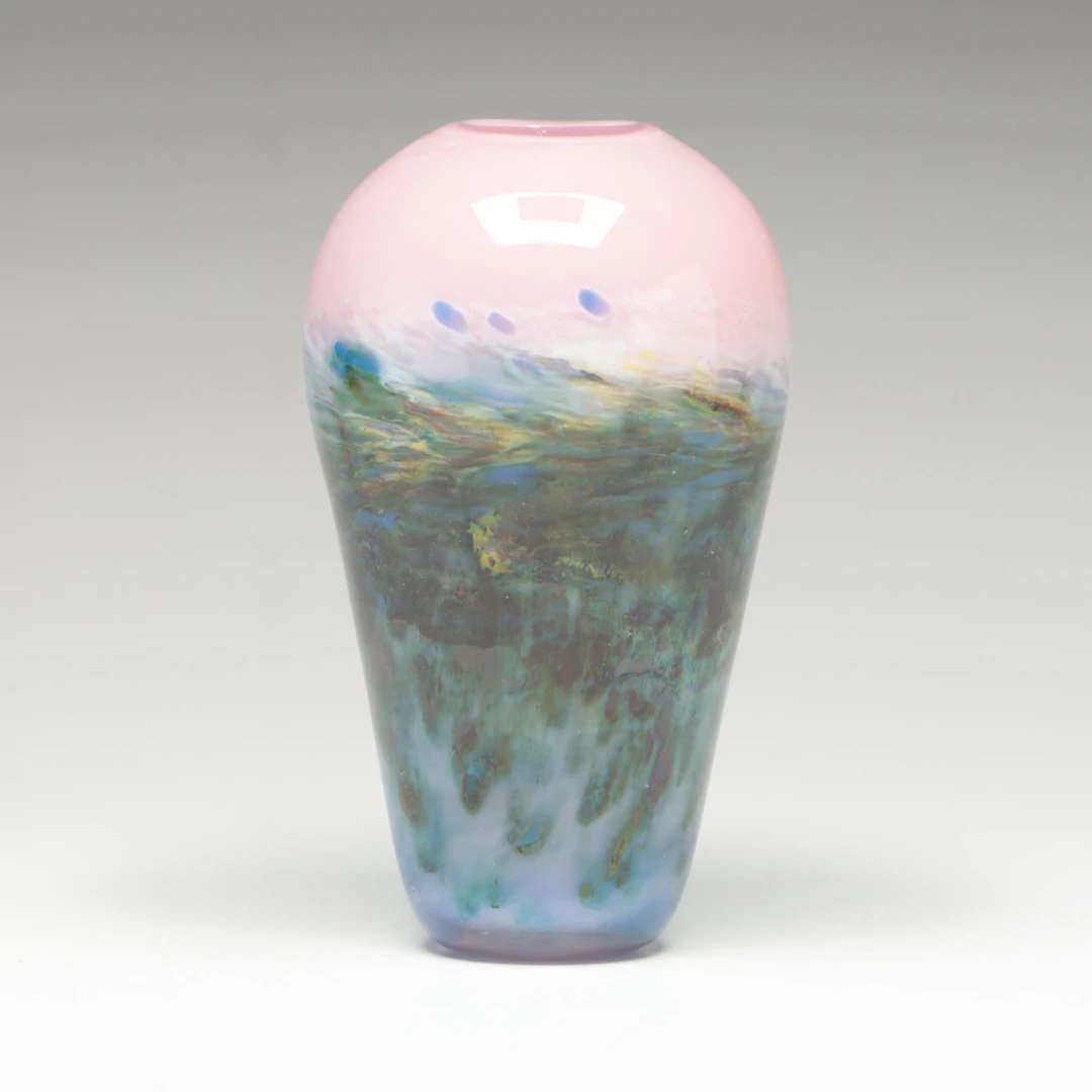 Mike Wallace Contemporary Handblown Art Glass Vase