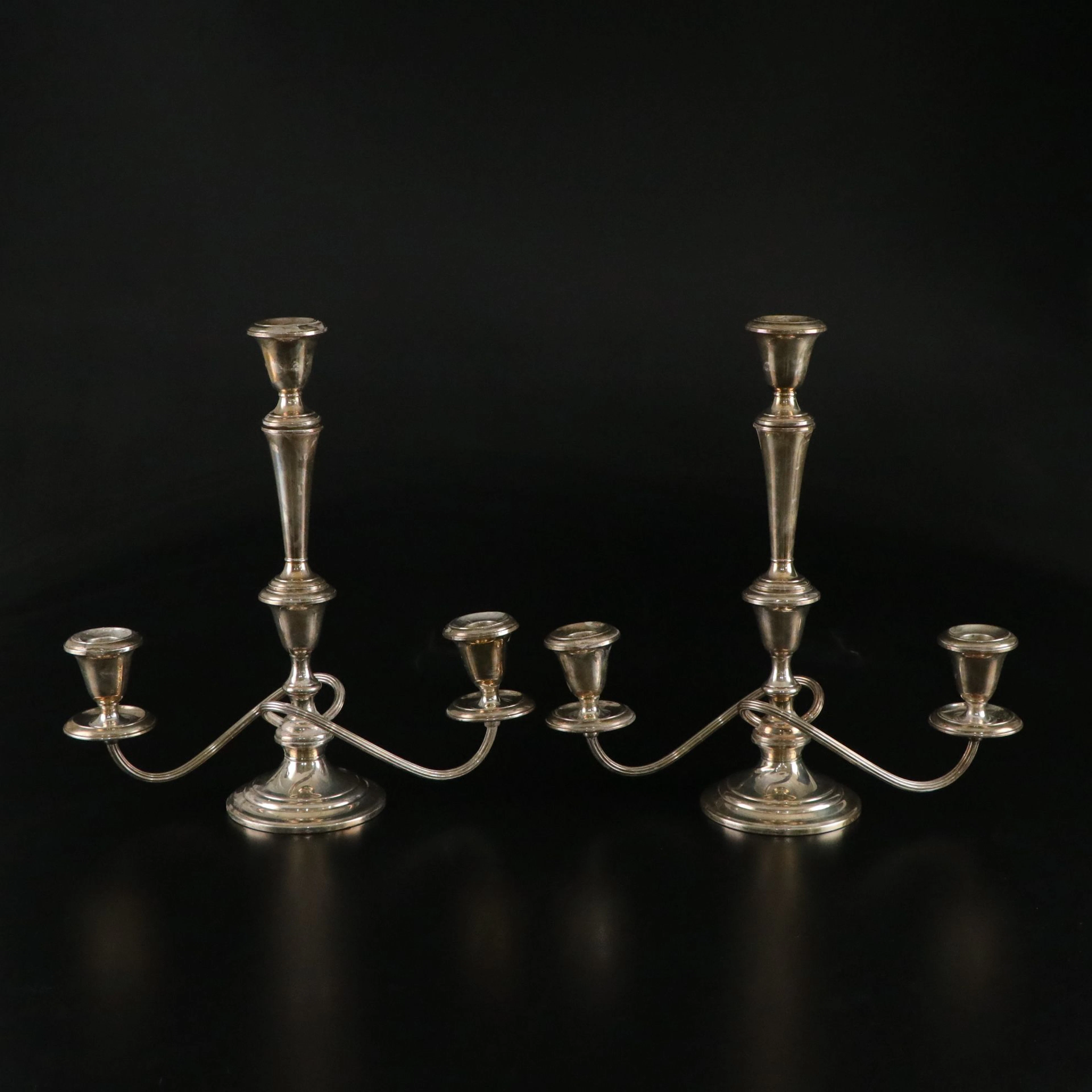 Gorham Sterling Silver Candelabras with Twisted Arms