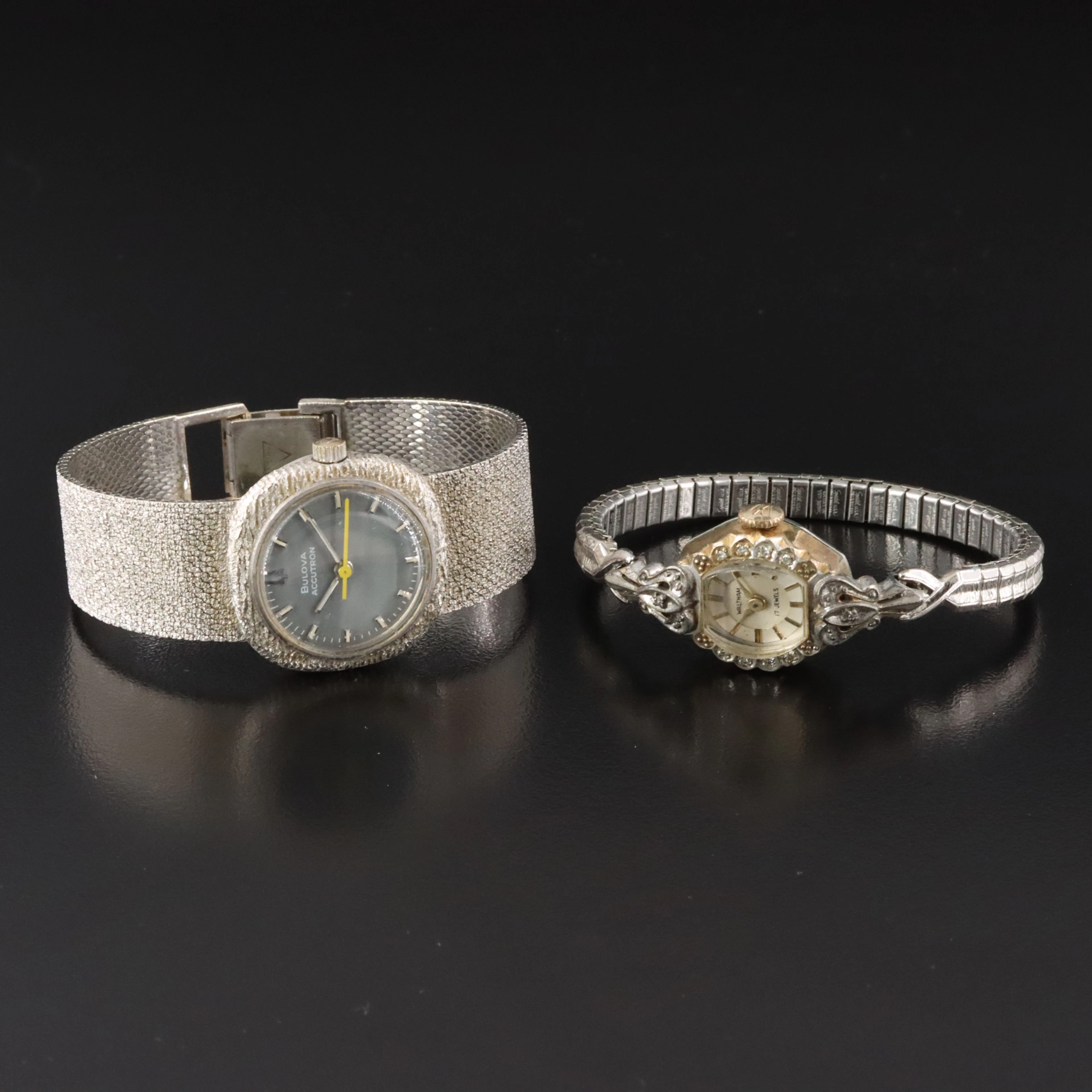 14K Bulova Accutron and Diamond Accented Gold Tone Waltham Stem Wind Watch
