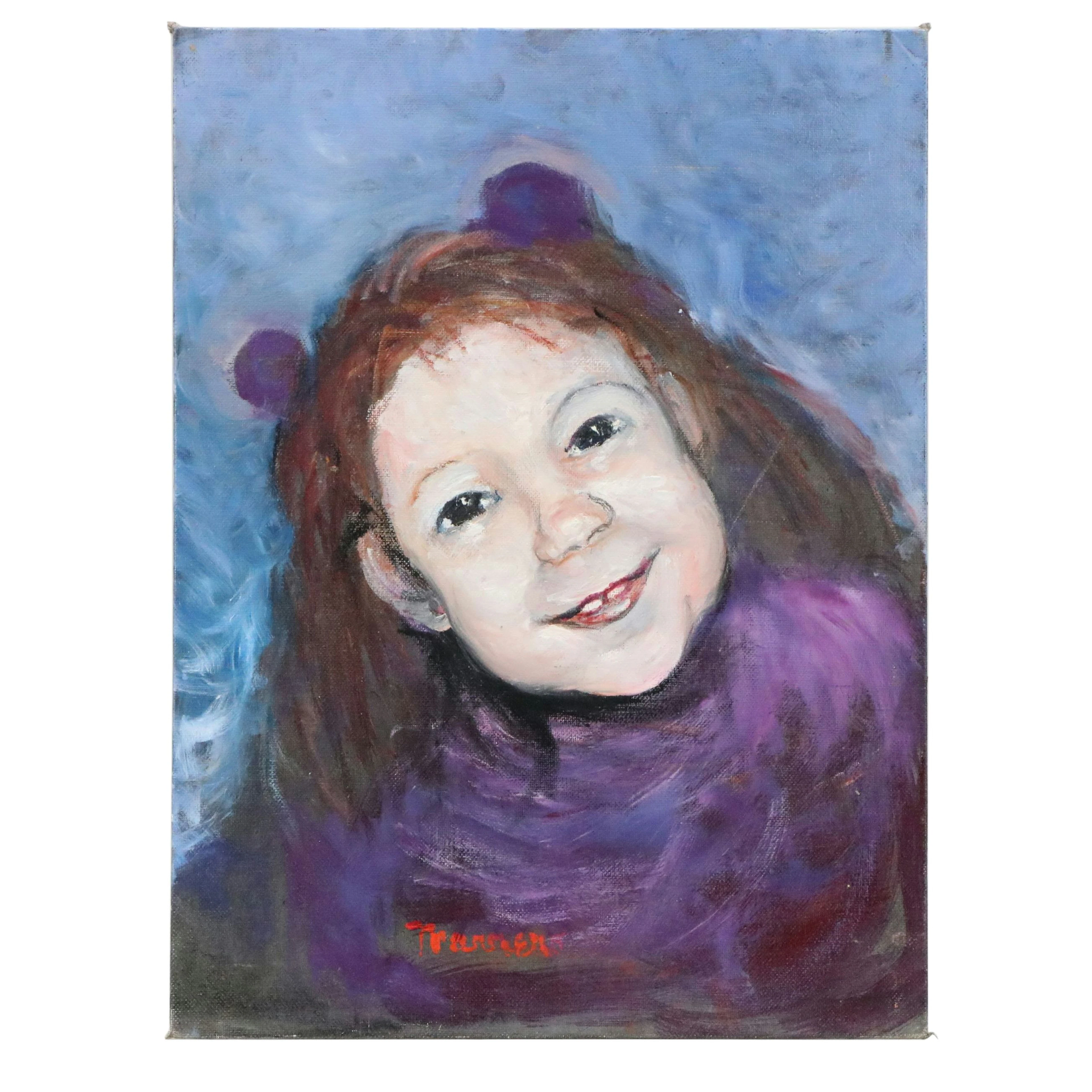 Edith Susarret Marrero Portrait Oil Painting of Ella, Circa 2006