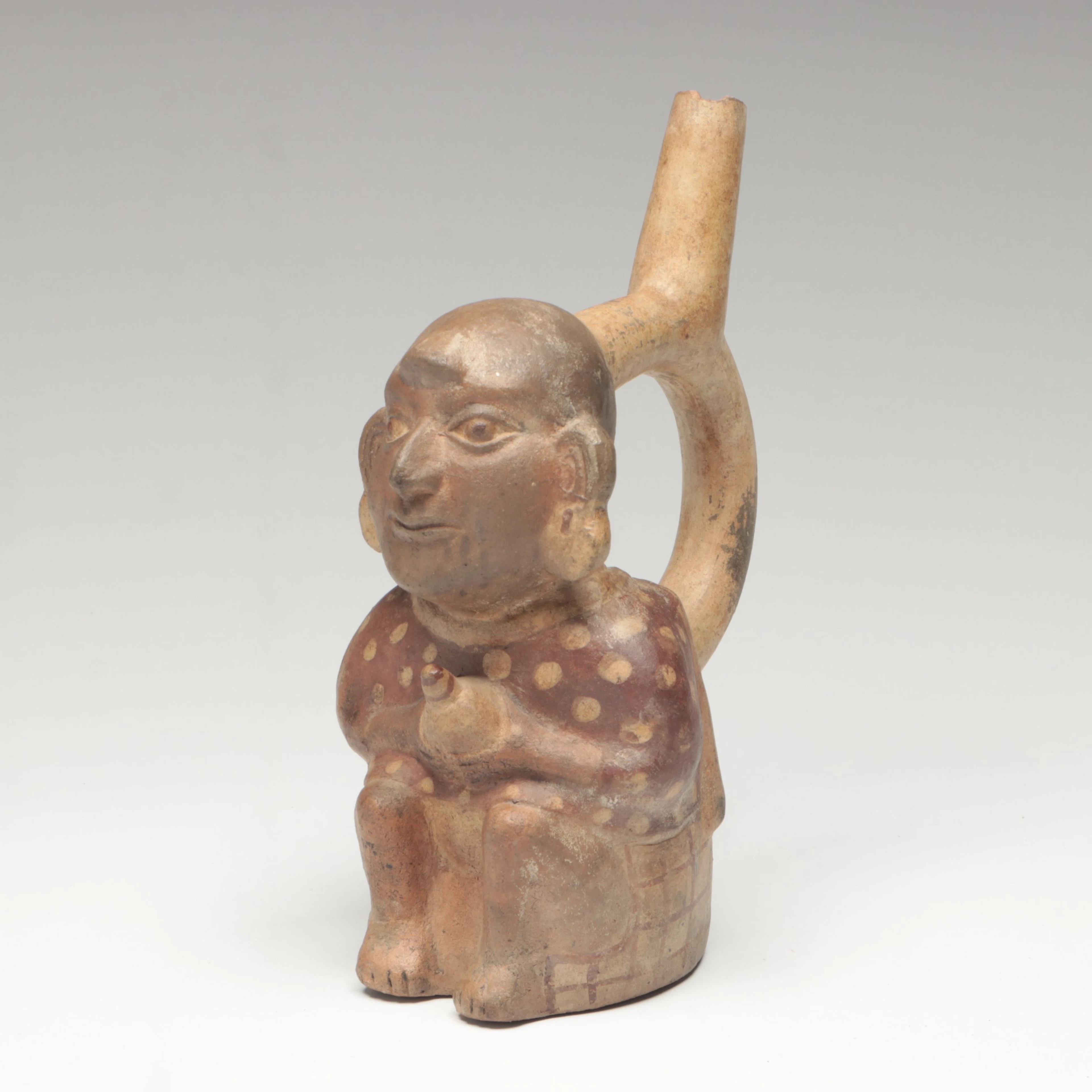 Moche Pottery Figural Stirrup Vessel, Circa 100–800 CE