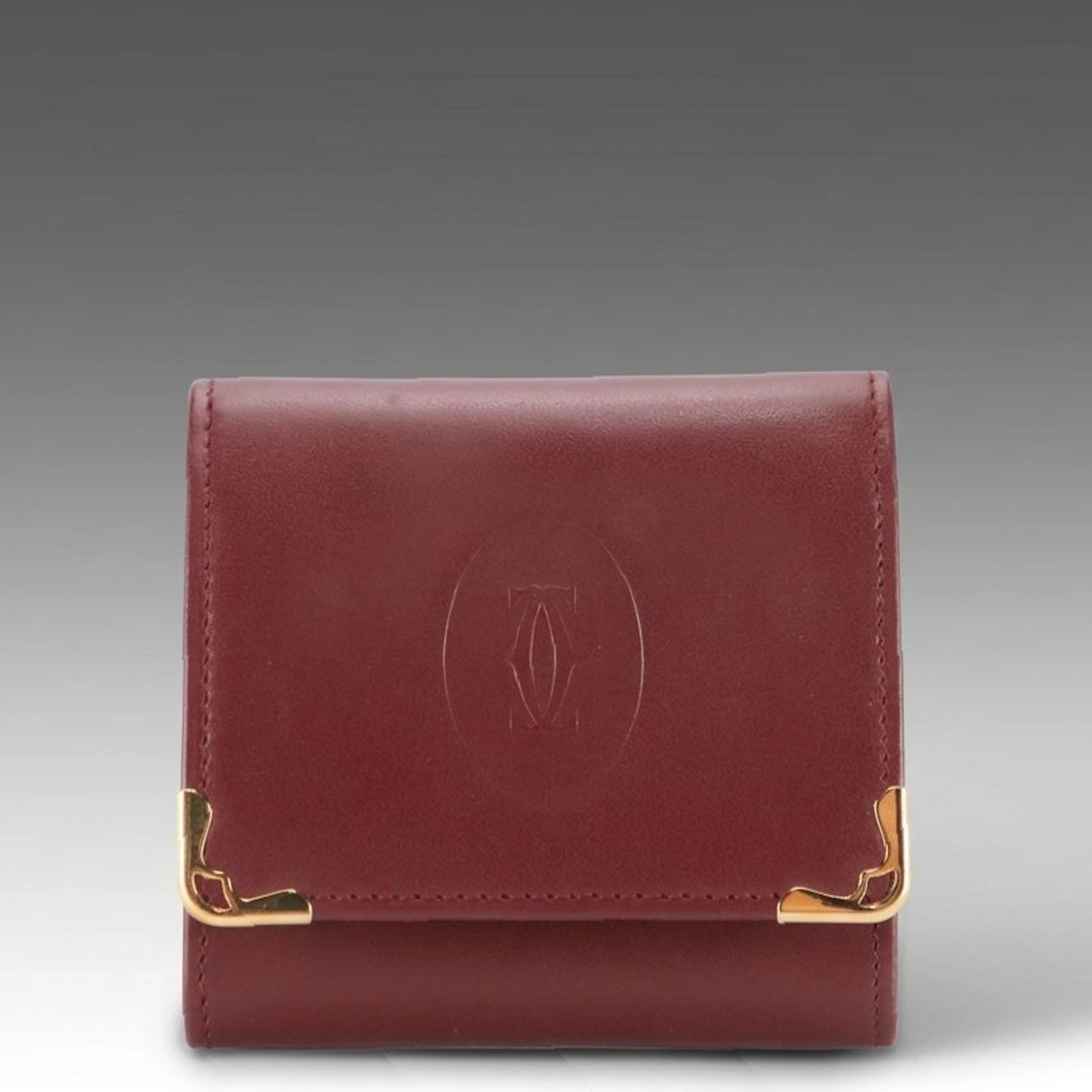 Cartier Must de Cartier Burgundy Leather Coin Pouch with Box