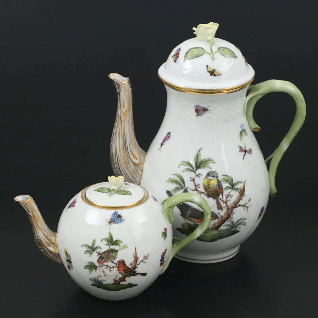 Herend "Rothschild Bird" Porcelain Tea and Coffee Pots