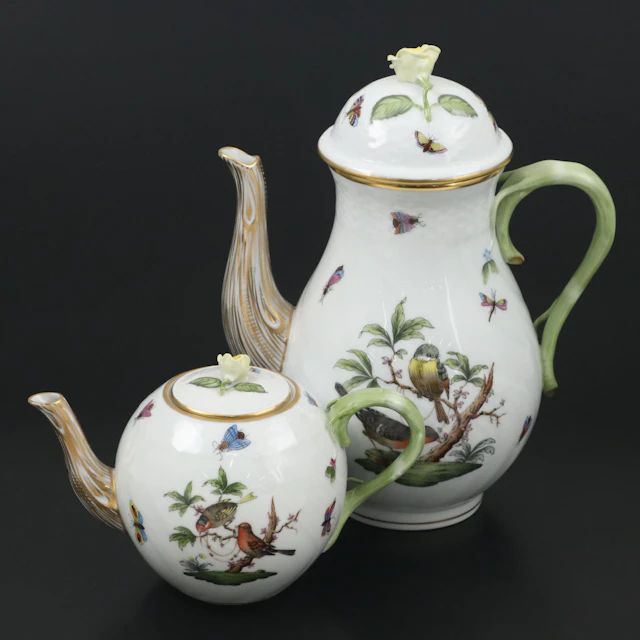 Herend "Rothschild Bird" Porcelain Tea and Coffee Pots