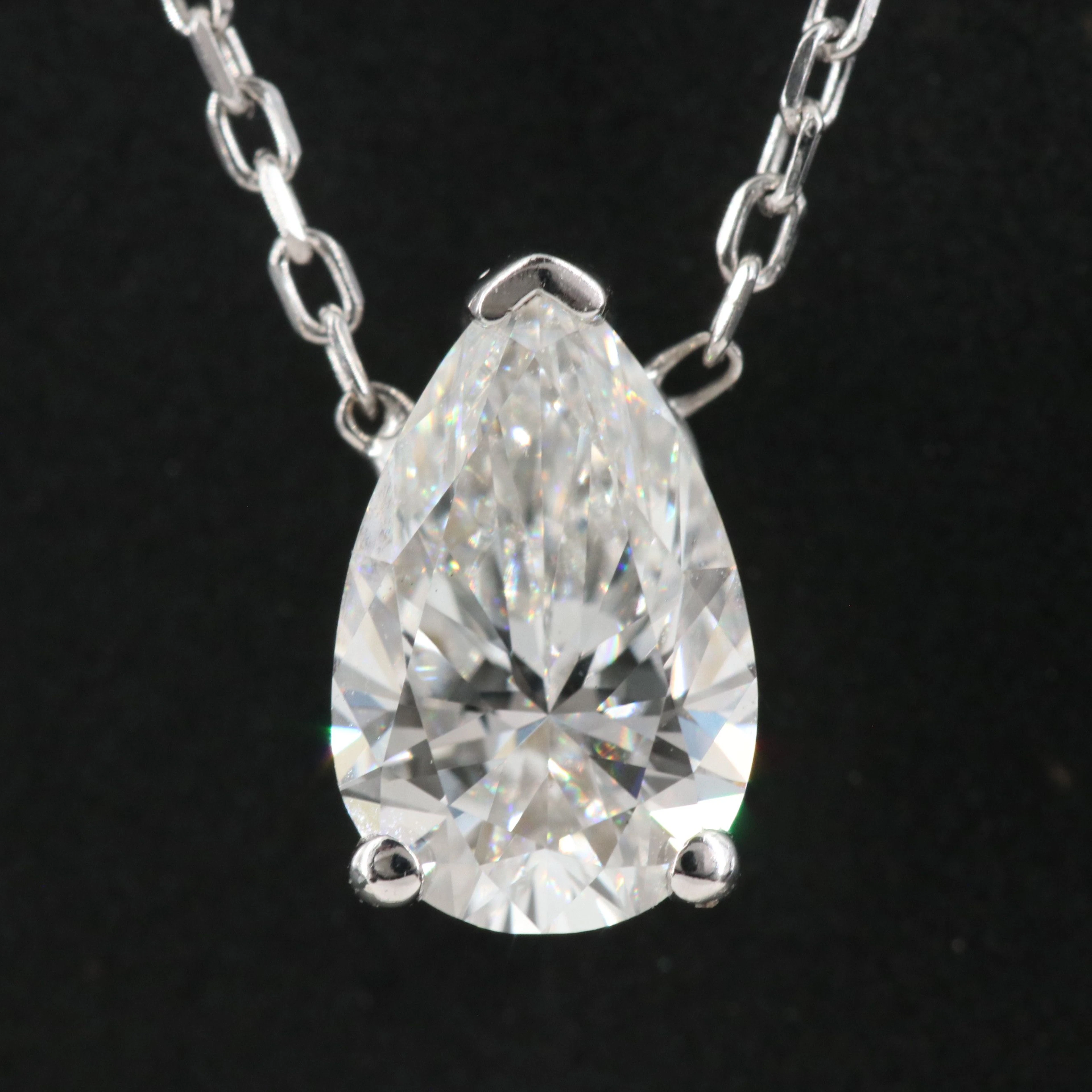 14K 1.01 CT Lab Grown Diamond Solitaire Necklace with IGI Report