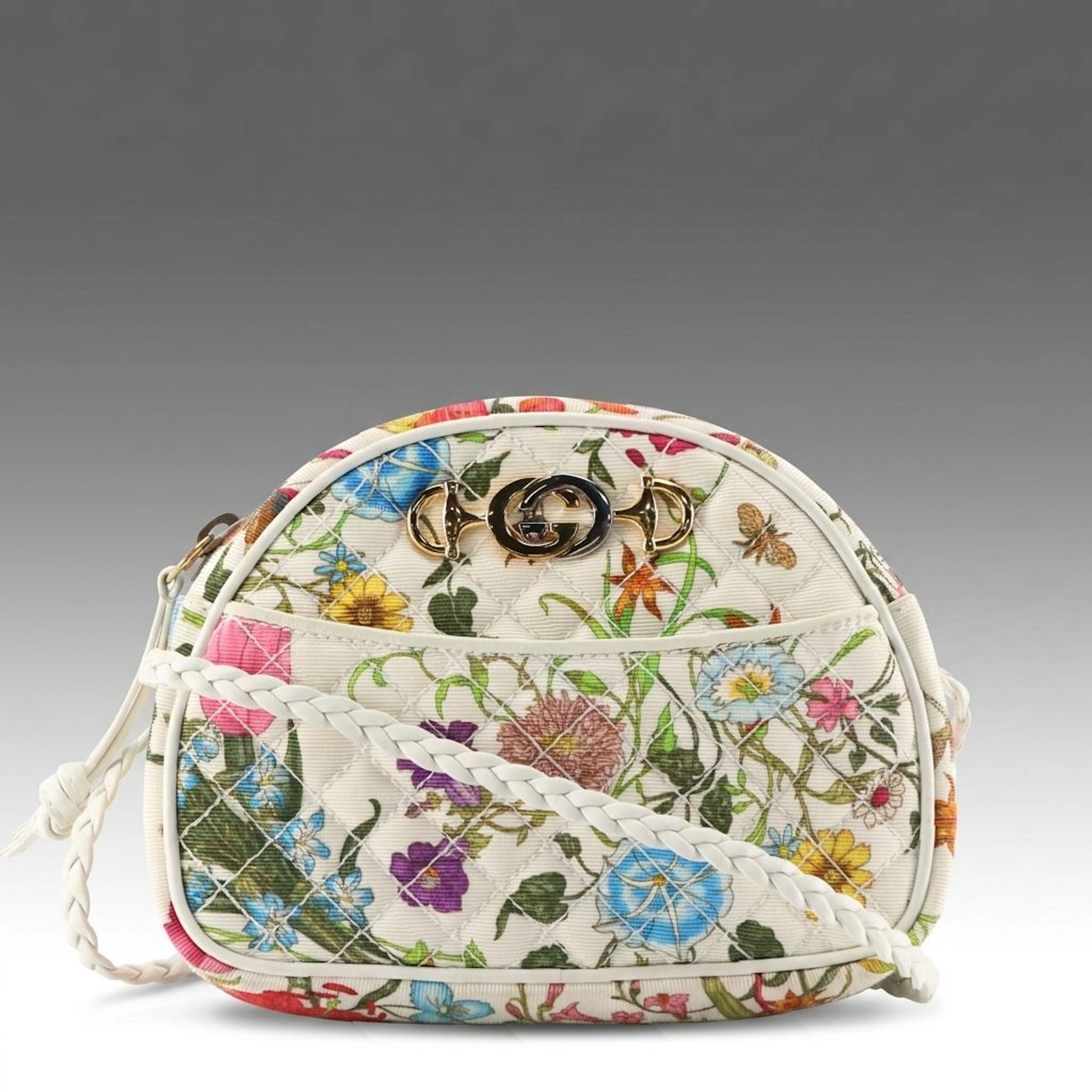 Gucci Horsebit Mini Crossbody Bag in Trapuntata Flora Textile