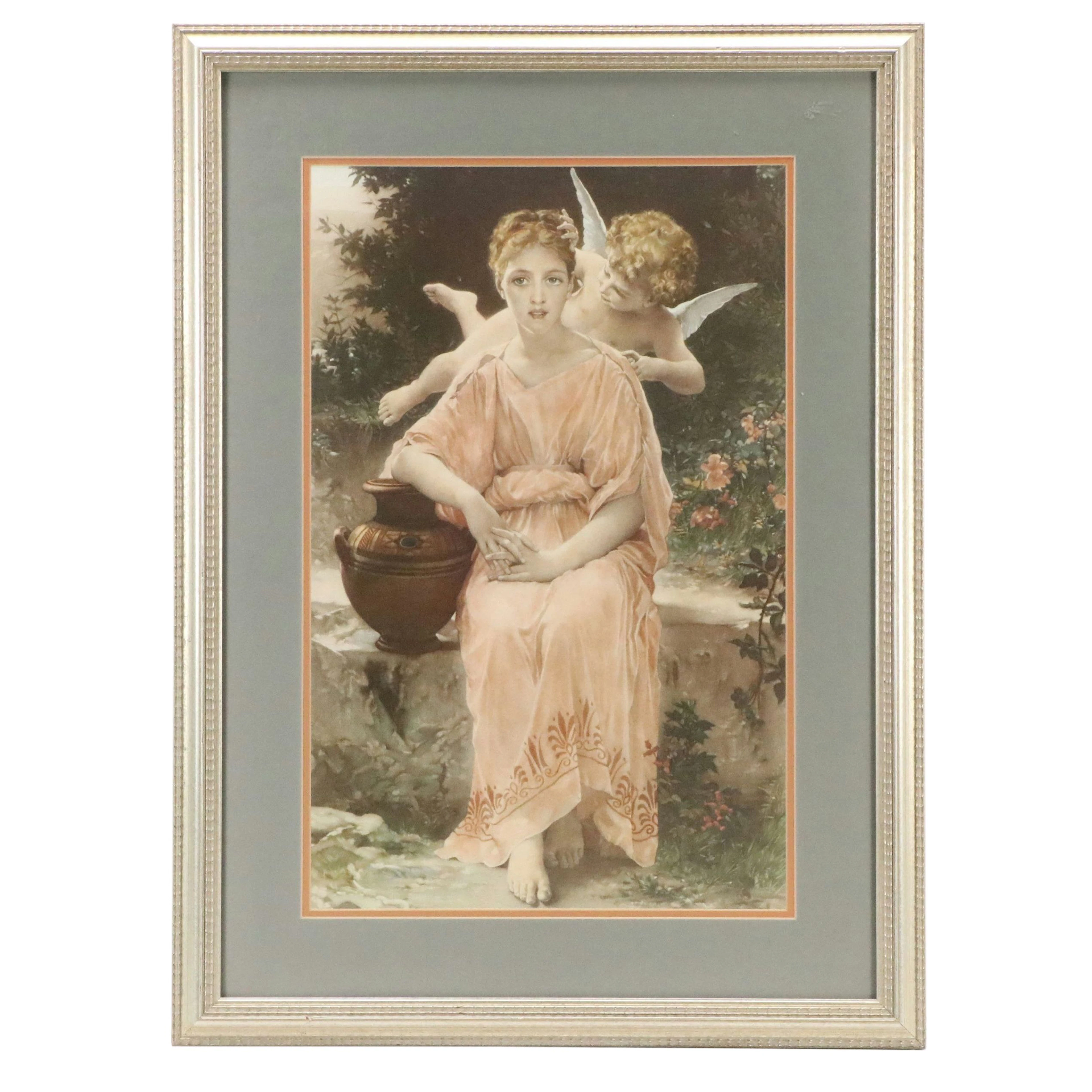 Offset Lithograph After William-Adolphe Bouguereau "Whisperings of Love"