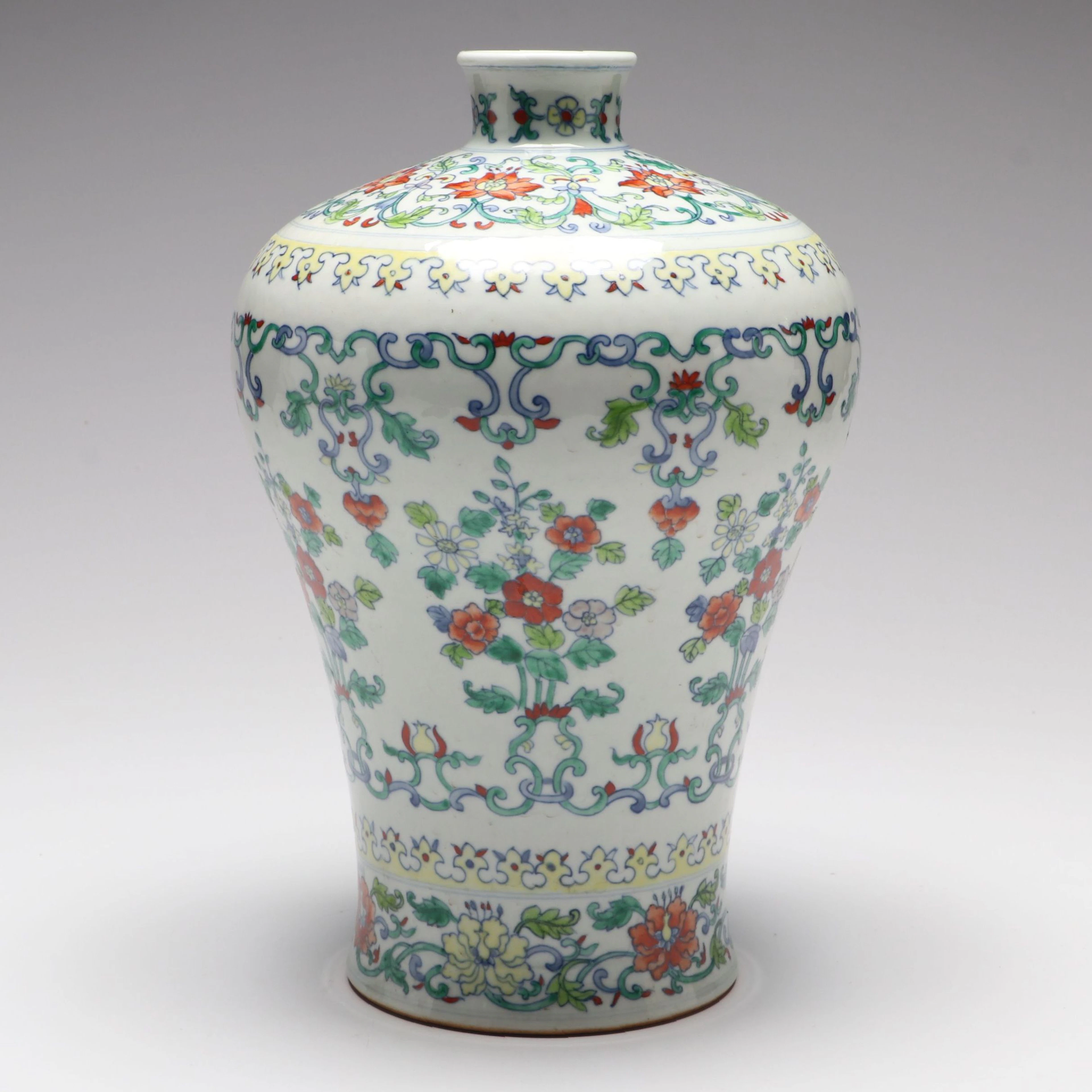 Chinese Ornate Doucai Porcelain Plum Vase