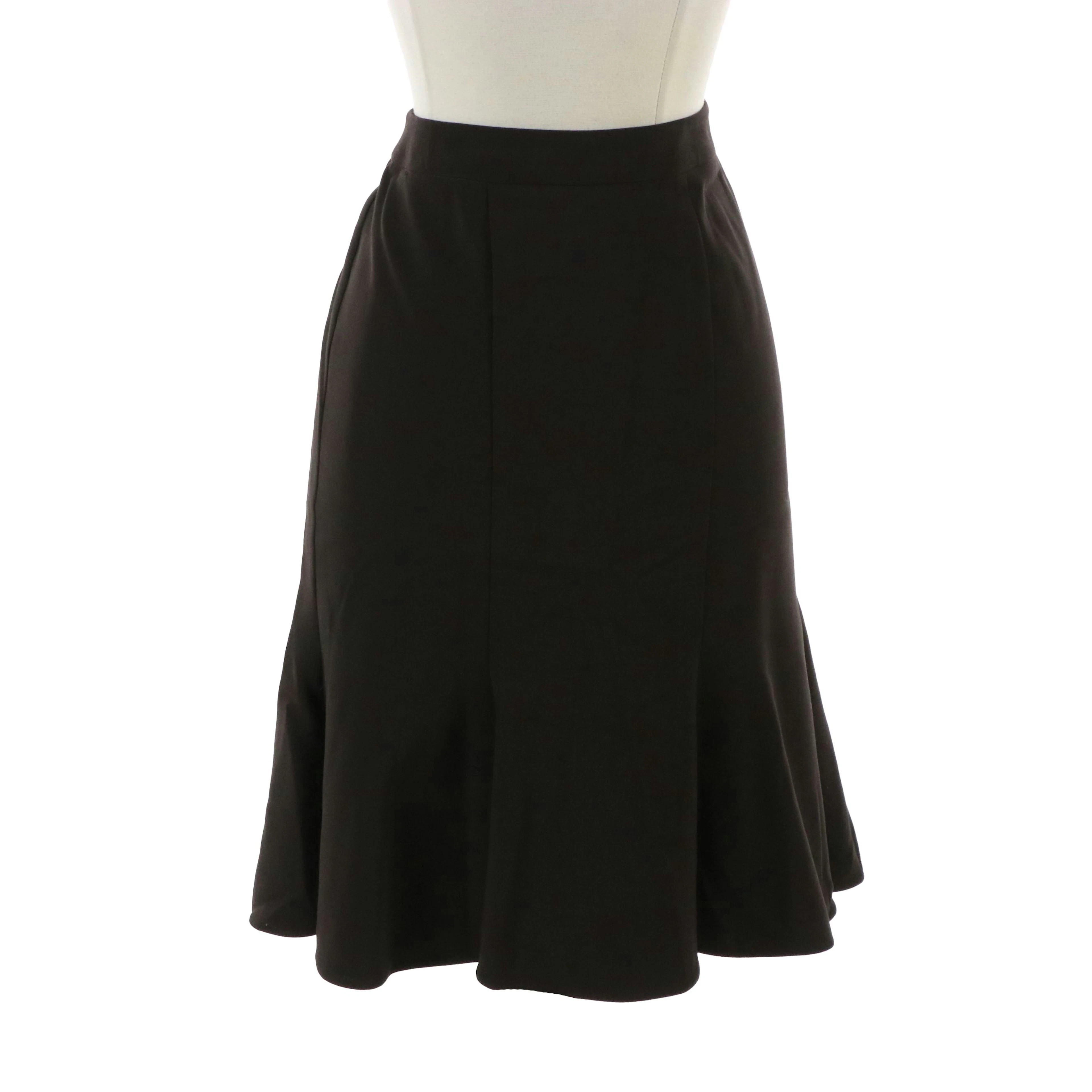 Giorgio Armani Dark Brown Wool Midi Skirt