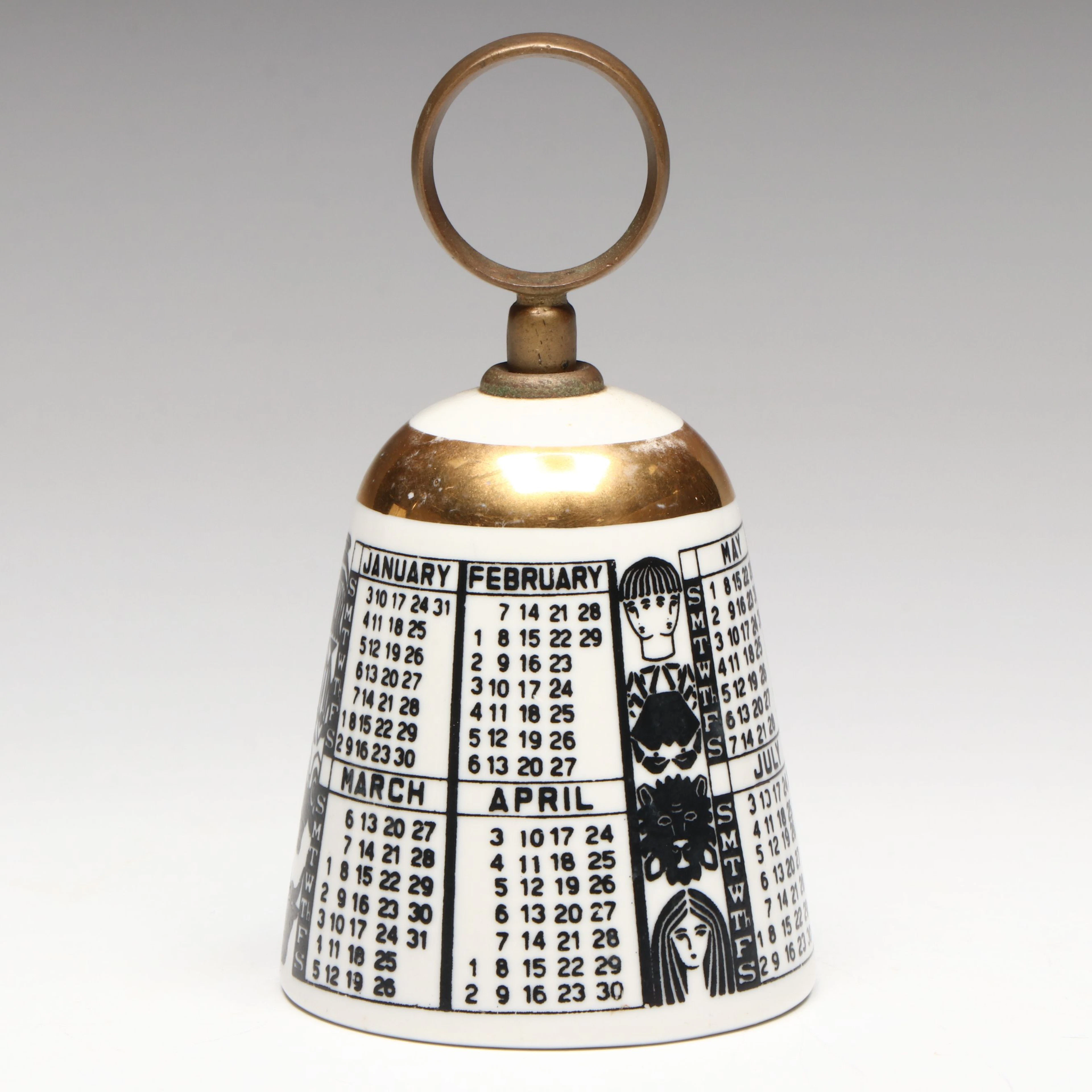 Vintage Piero Fornasetti Porcelain Table Bell, Mid-20th Century
