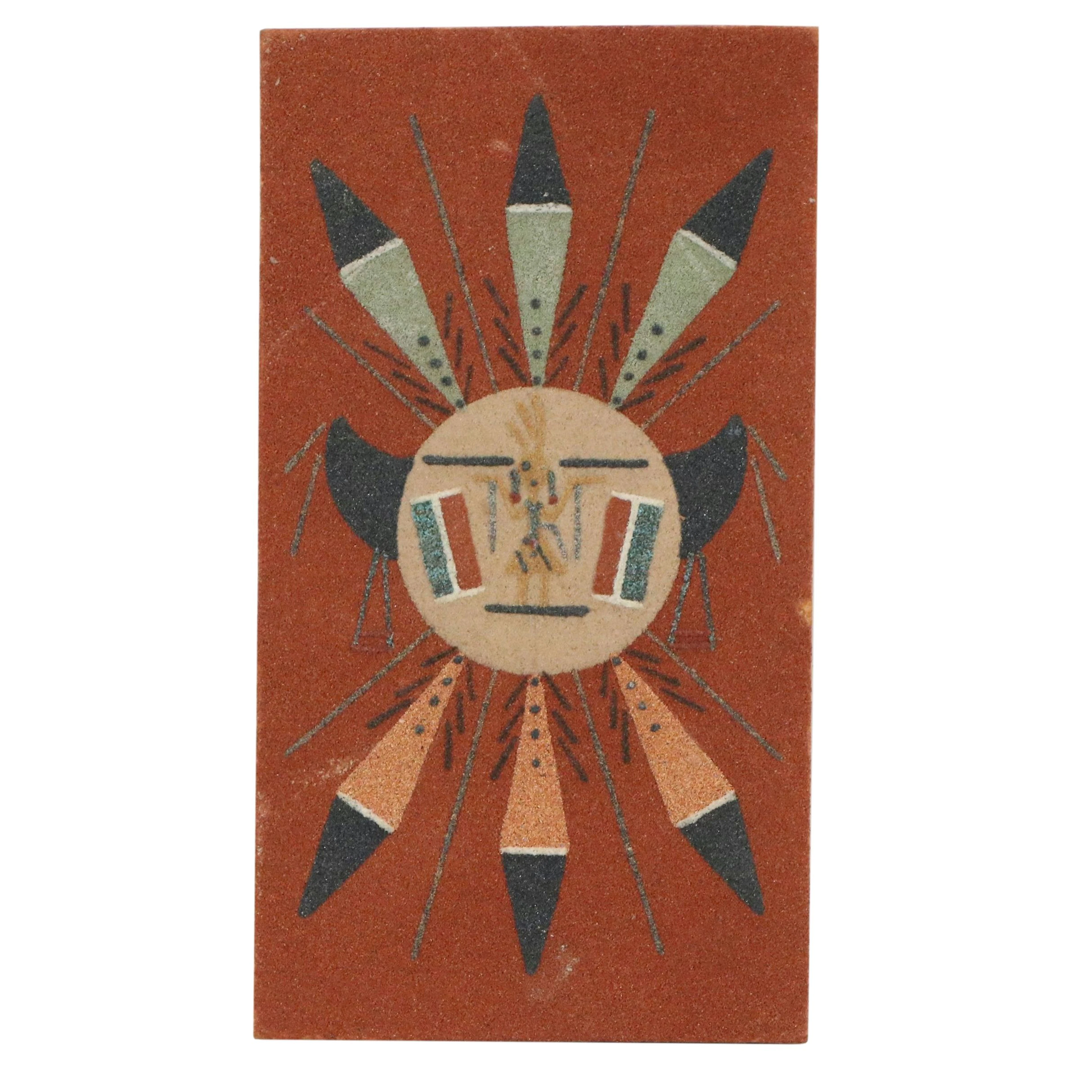Navajo Style Sand Painting of Sun Shield
