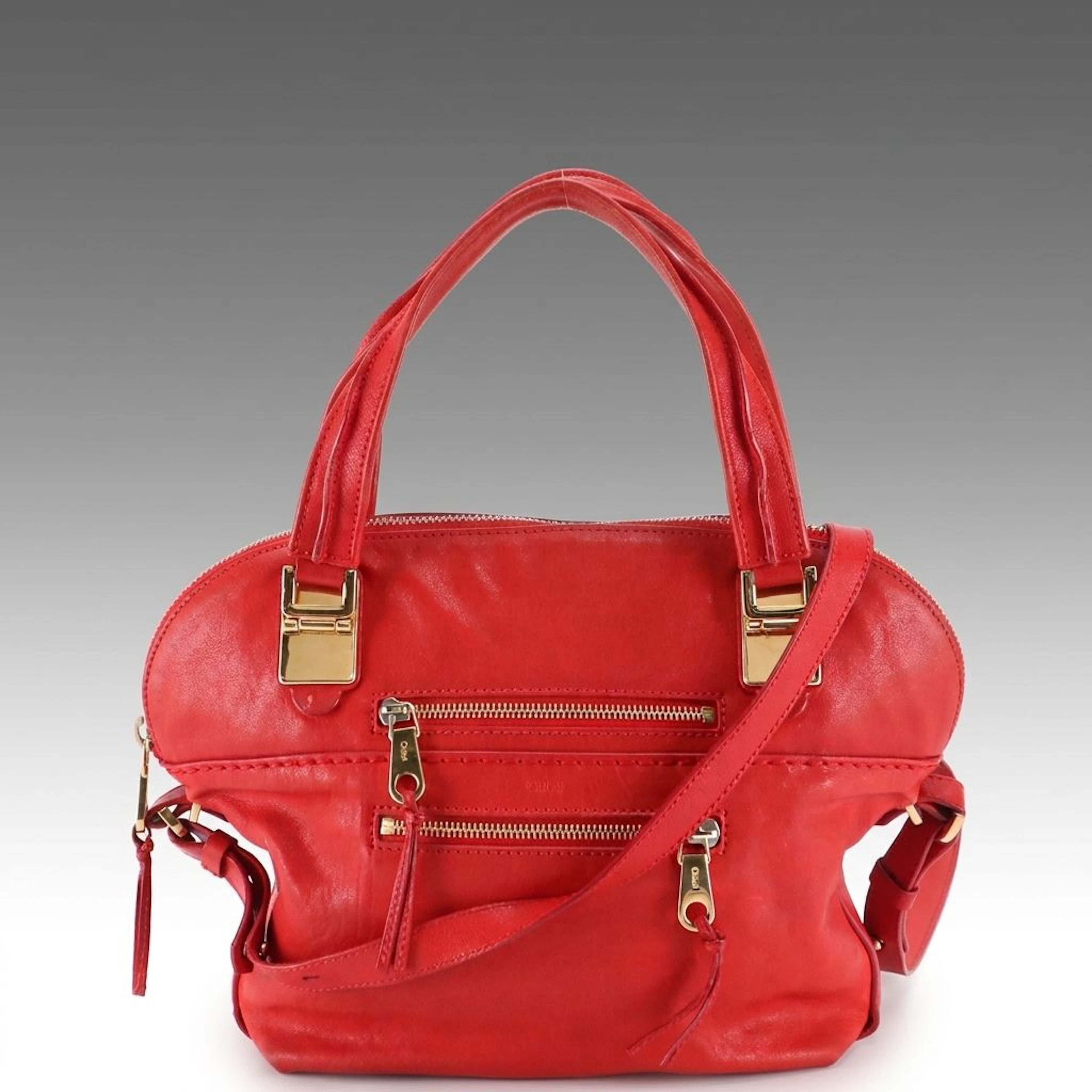 Chloé Red Leather Angie Two-Way Bag
