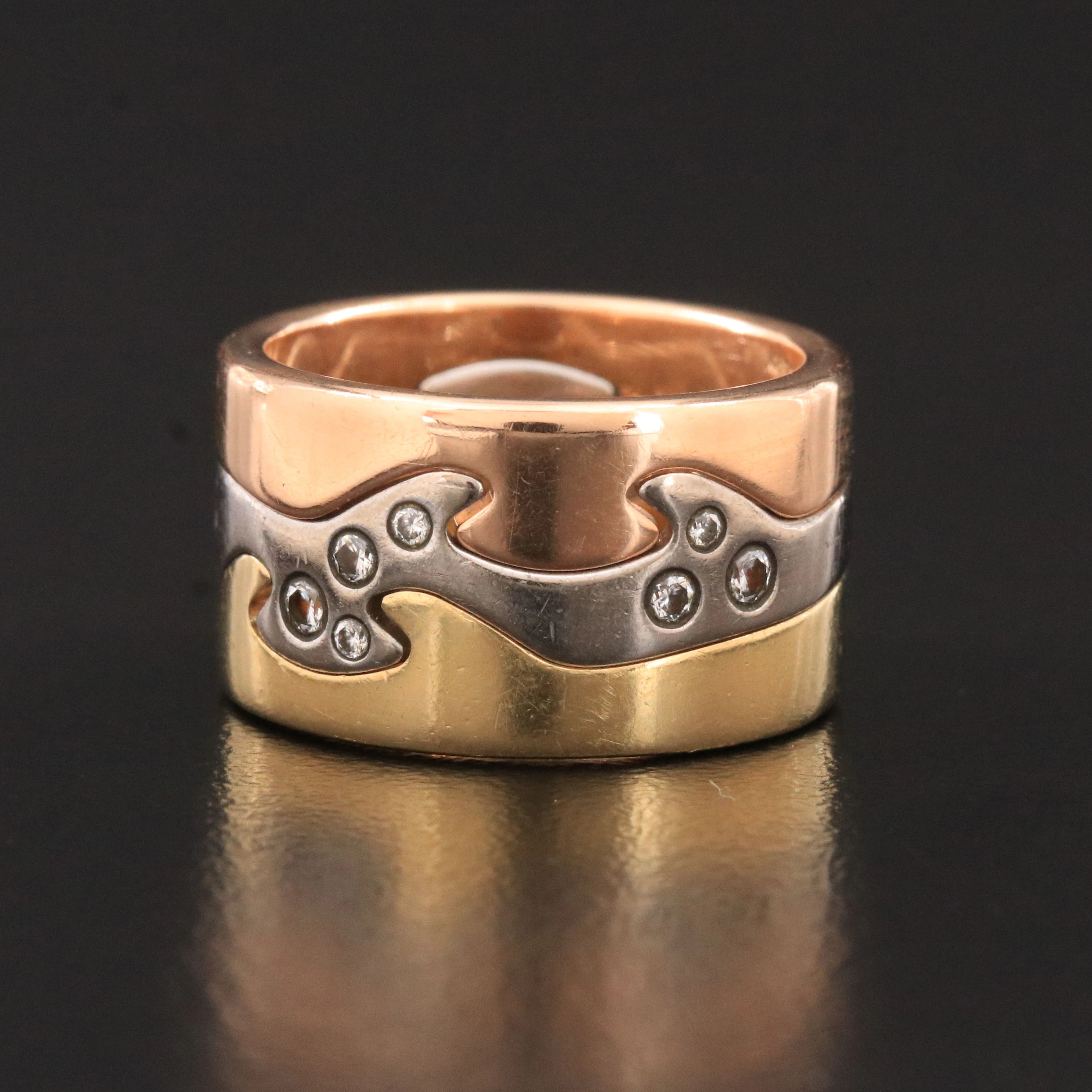 Georg Jensen 18K Triple Tone Diamond Fusion Three Piece Ring