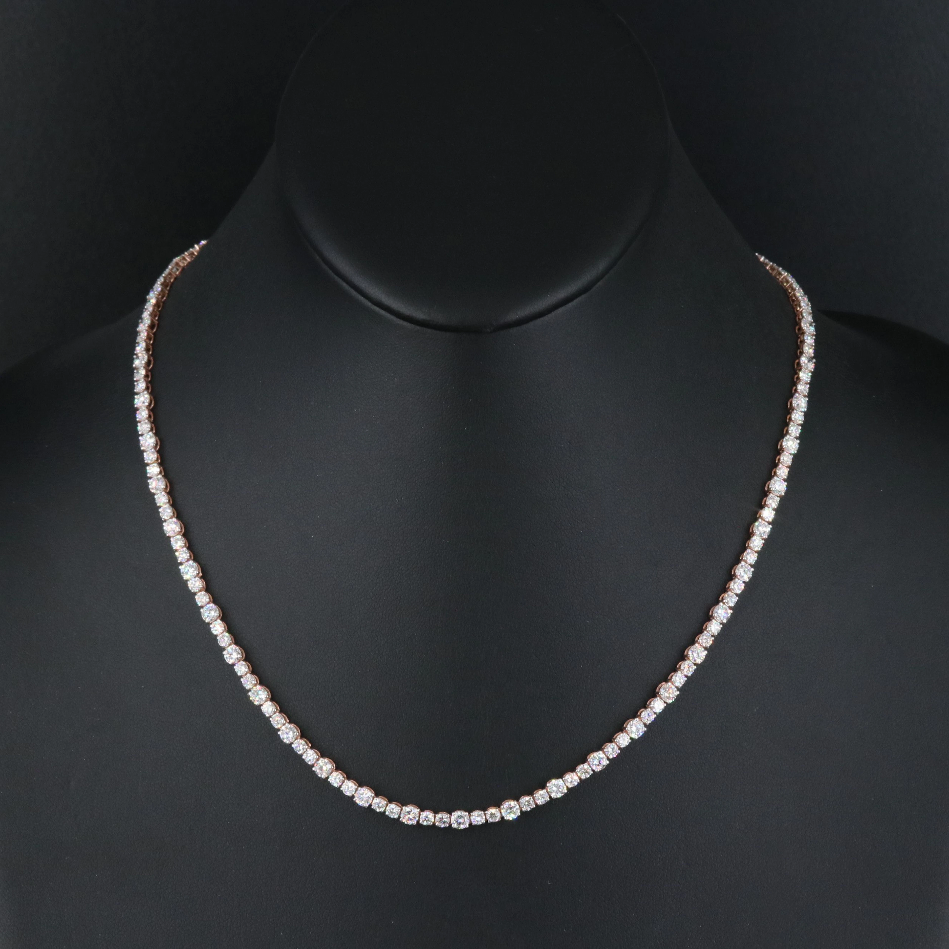 14K Rose Gold 11.92 CTW Lab Grown Diamond Line Necklace