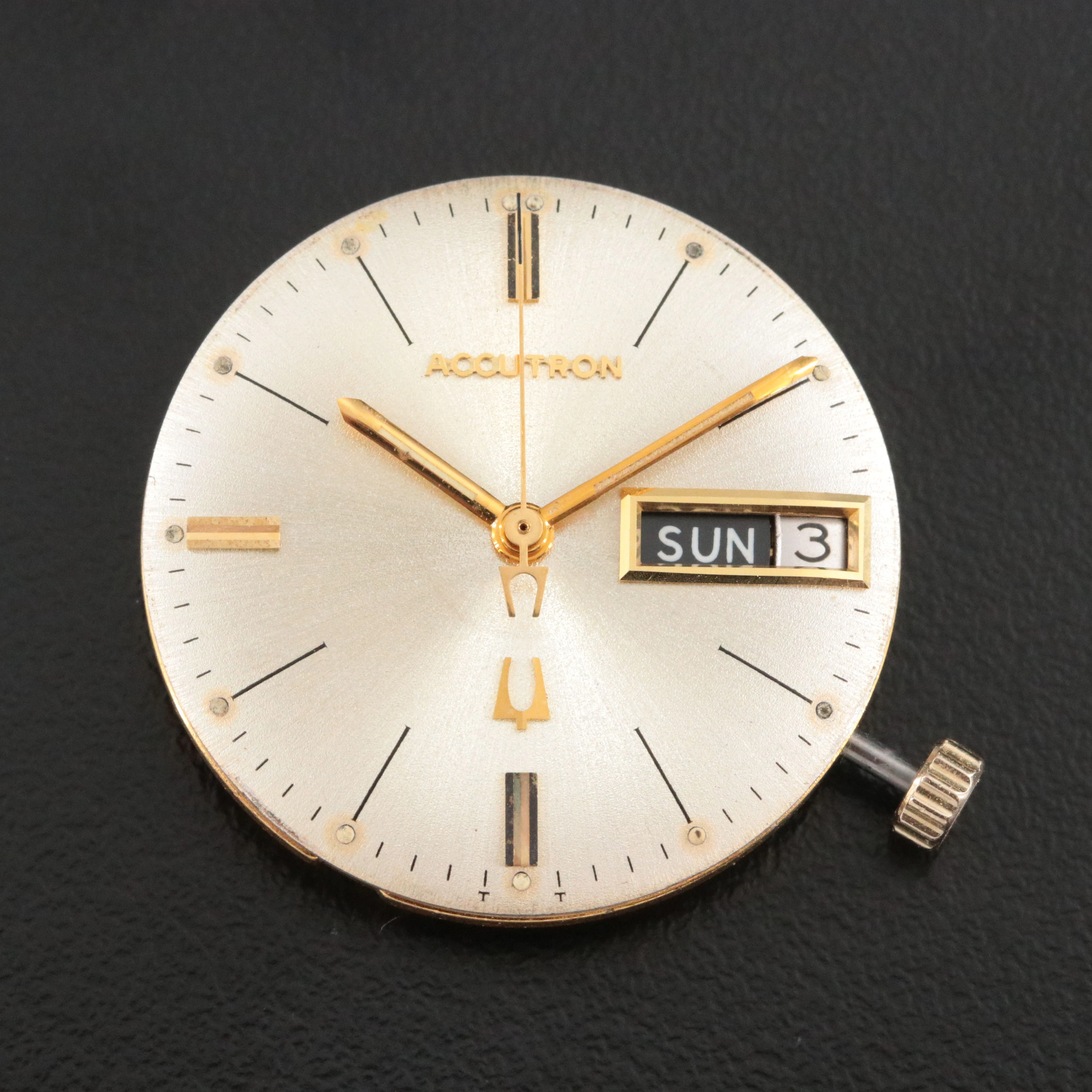 Bulova Accutron 2182 Day-Date Watch Movement Plus Dial & Hands