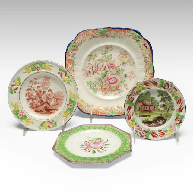 Staffordshire and Other Earthenware Plates, Early 19th Century