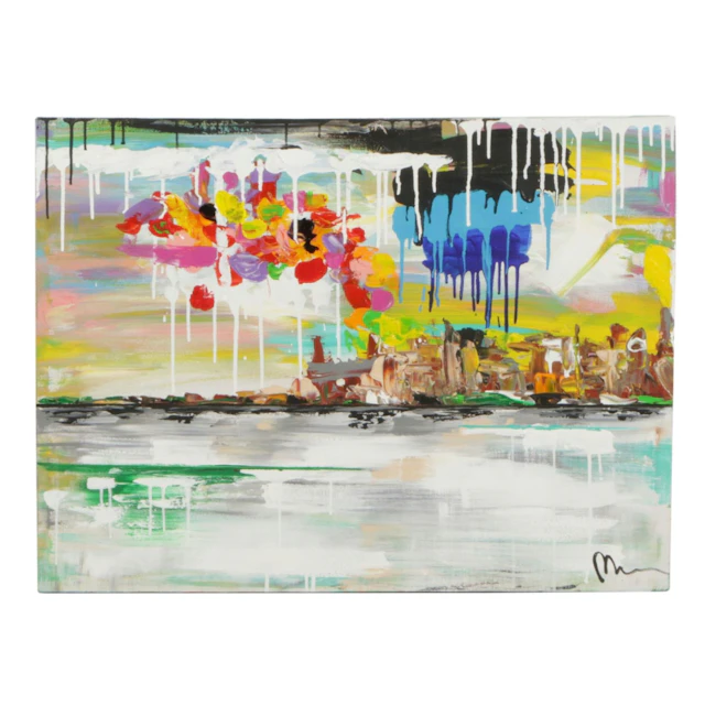 Mac Worthington Abstract Cityscape Acrylic Painting