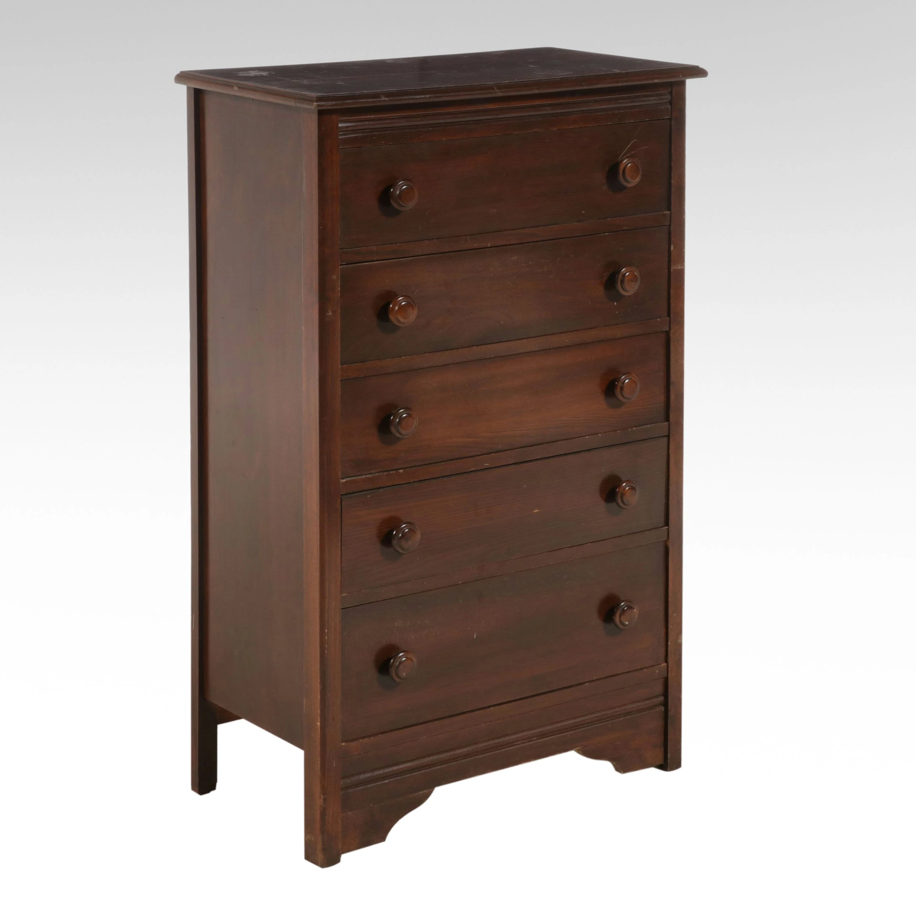 Colonial Revival Cherry Tall Chest of Drawers, Late 20th Century