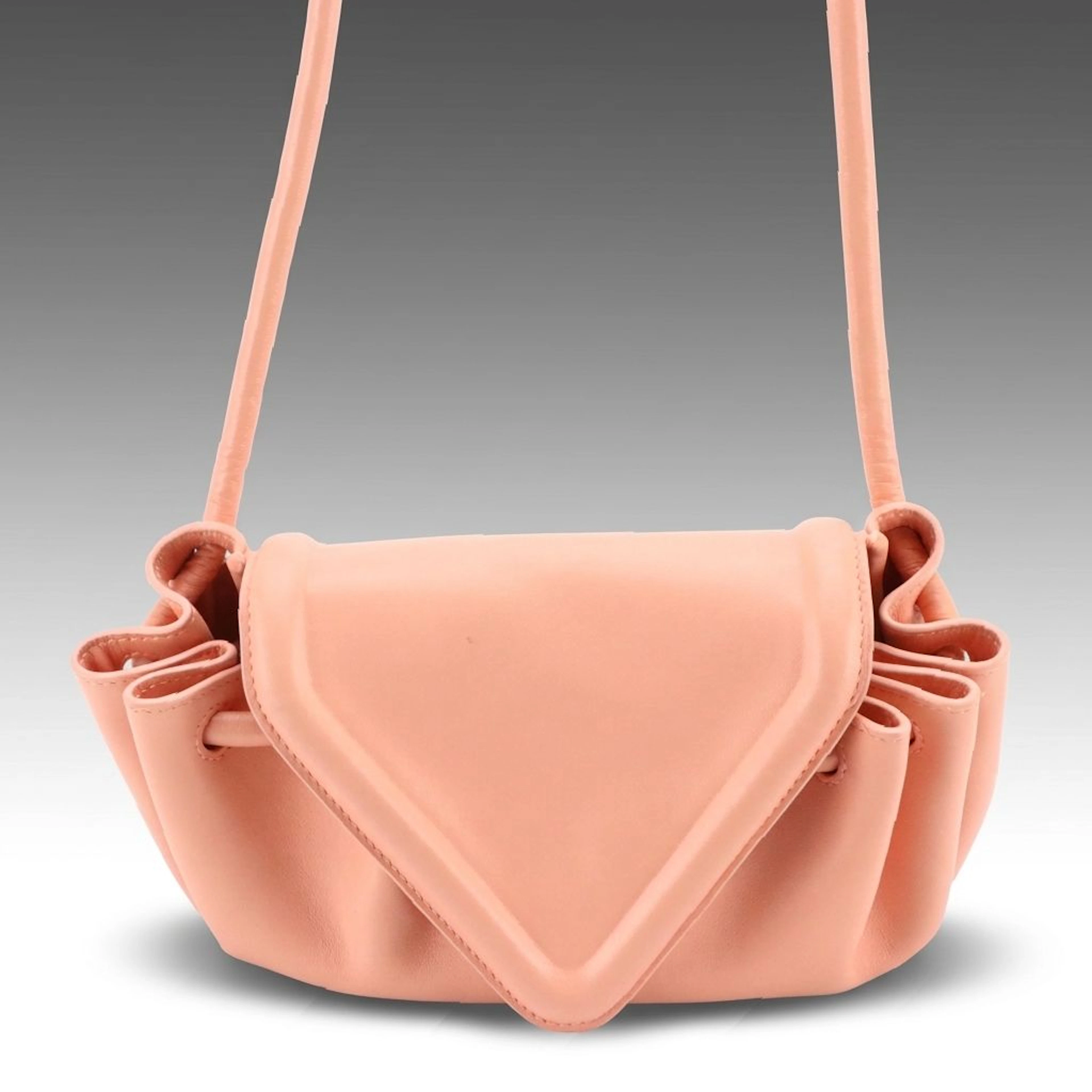 Bottega Veneta Padded Beak Flap Crossbody Bag in Peach Nappa Leather