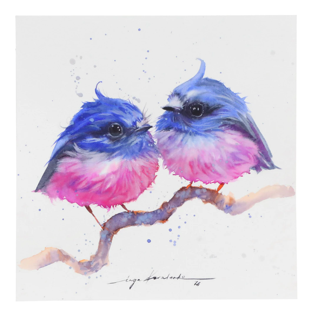 Inga Kovalenko Watercolor Painting of Birds, 2026