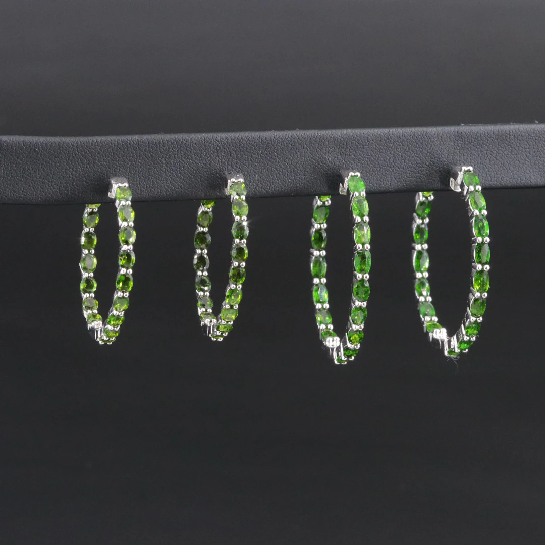 Sterling Diopside Inside-Out Hoop Earrings