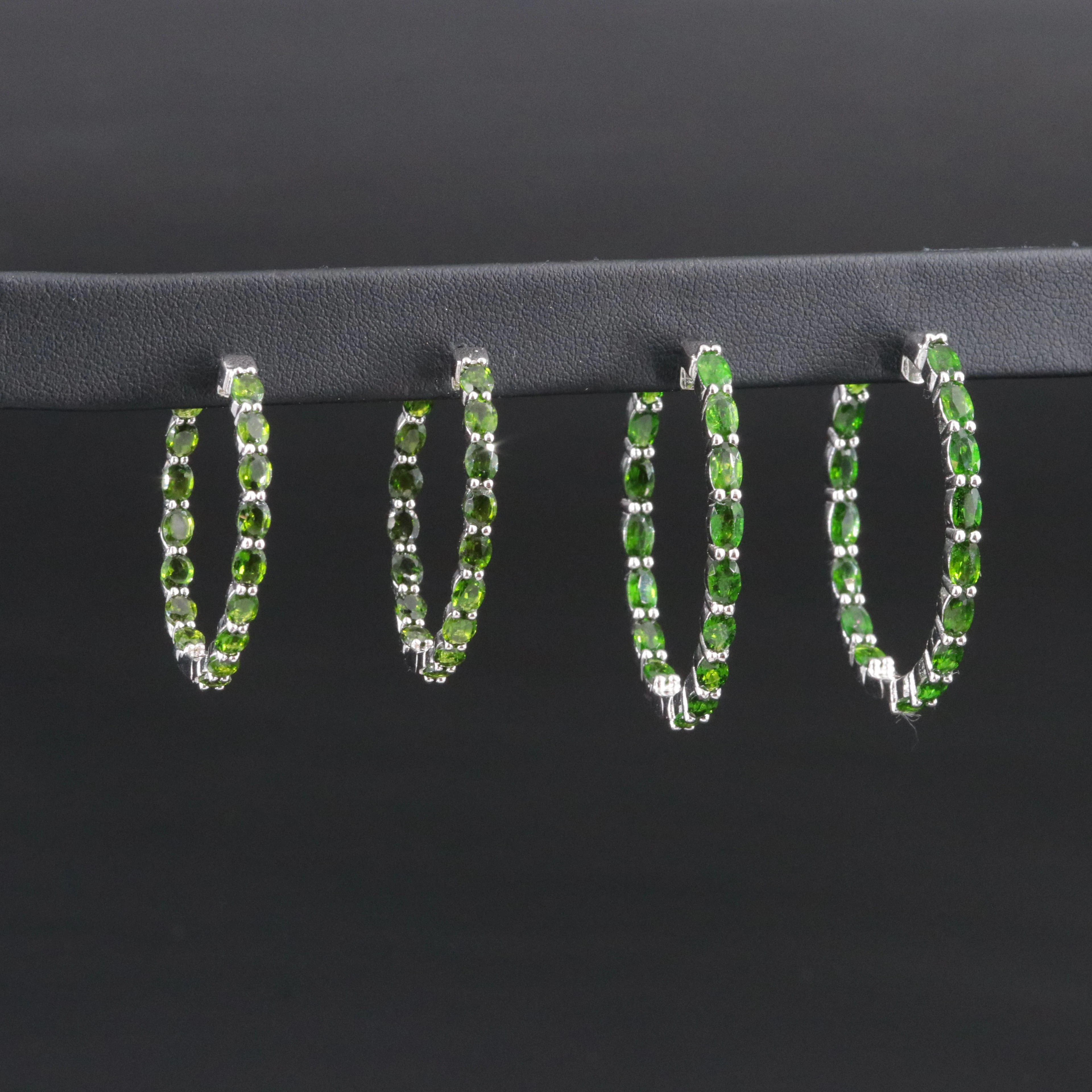 Sterling Diopside Inside-Out Hoop Earrings