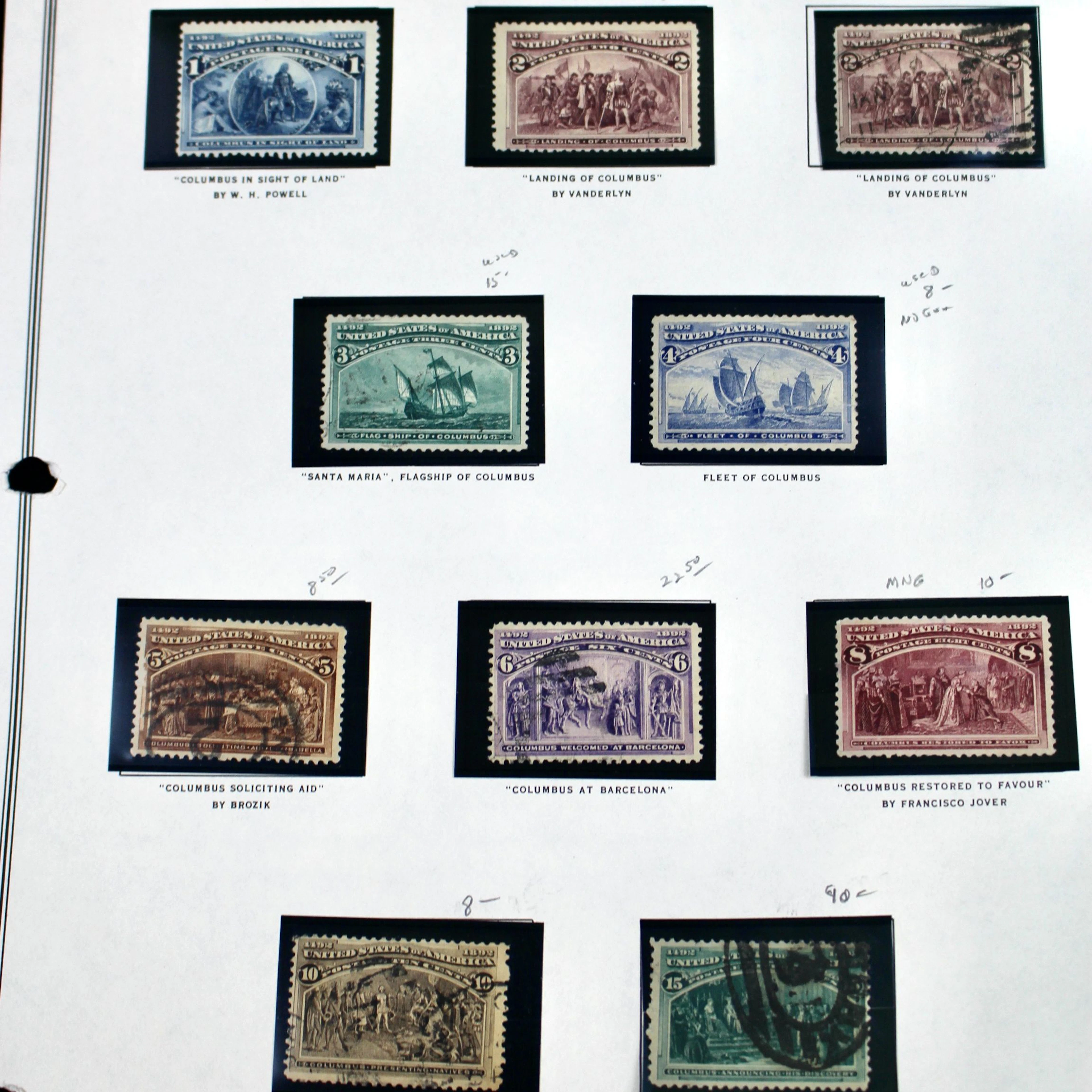 Eleven Different 1893 Columbian Exposition Postage Stamp Issues