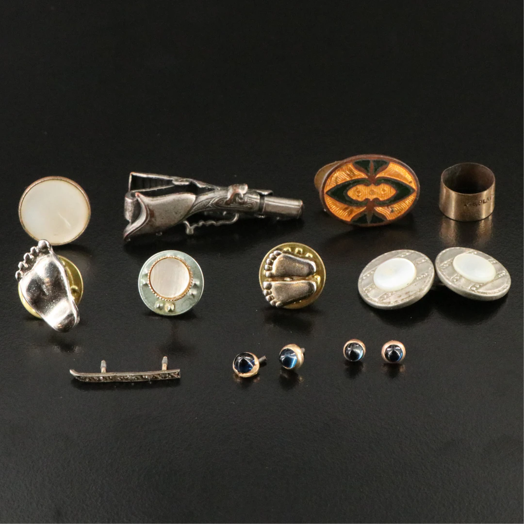 Vintage Selection of Findings and Cufflinks Including 14K Gold