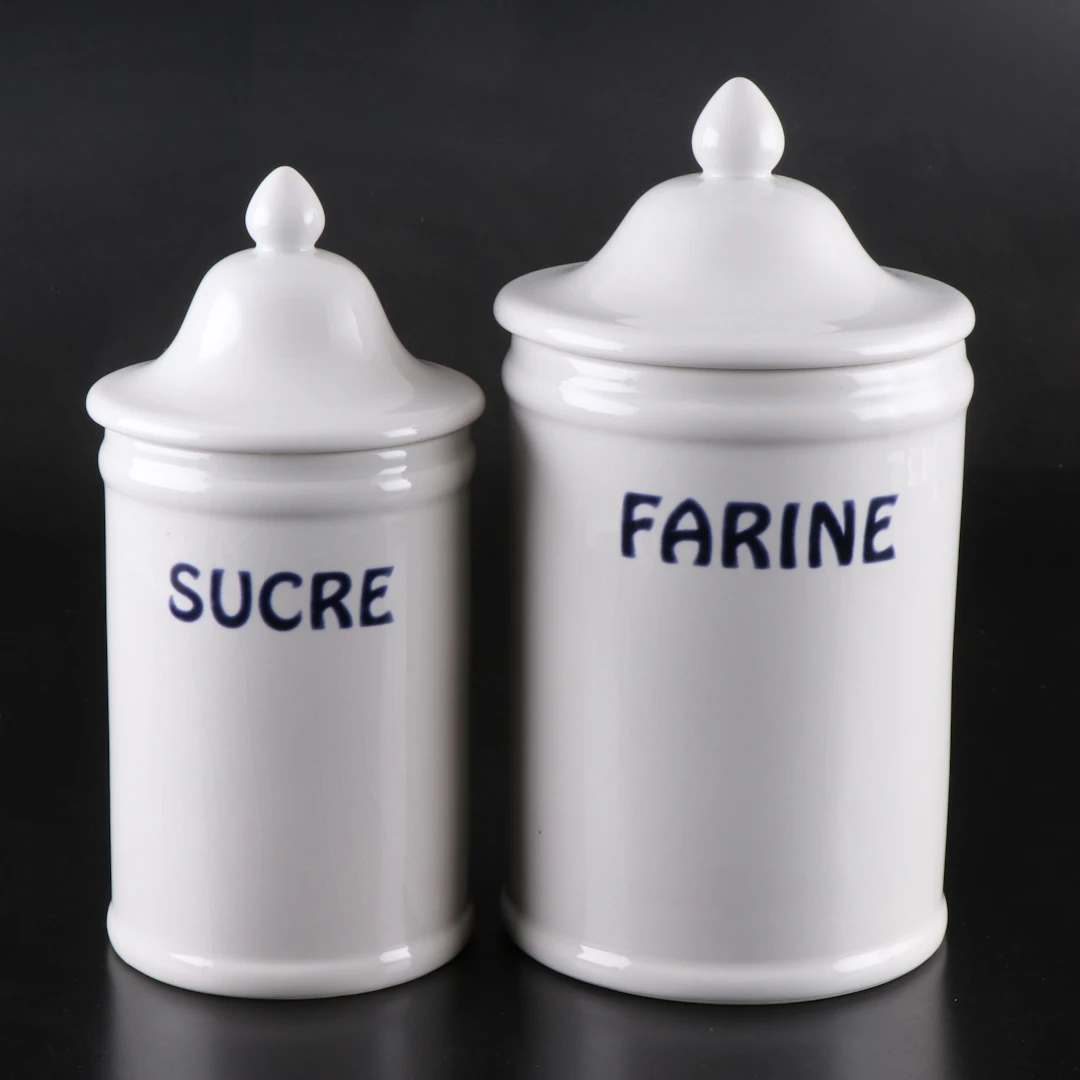 Williams-Sonoma "Bistro Francais" Ceramic Flour and Sugar Canisters, 2012