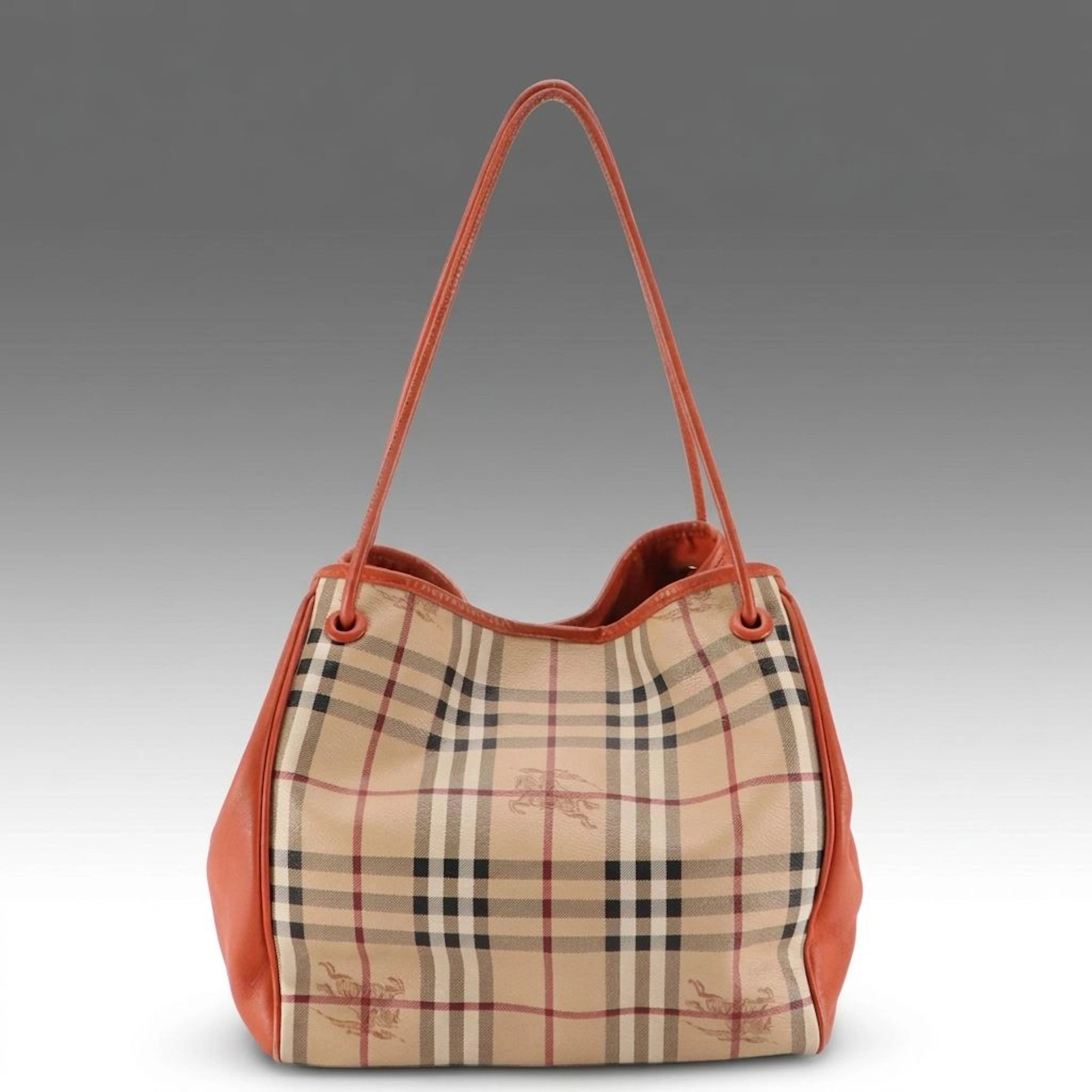 Burberry Small Canterbury Tote Bag in Haymarket Check Canvas and Orange