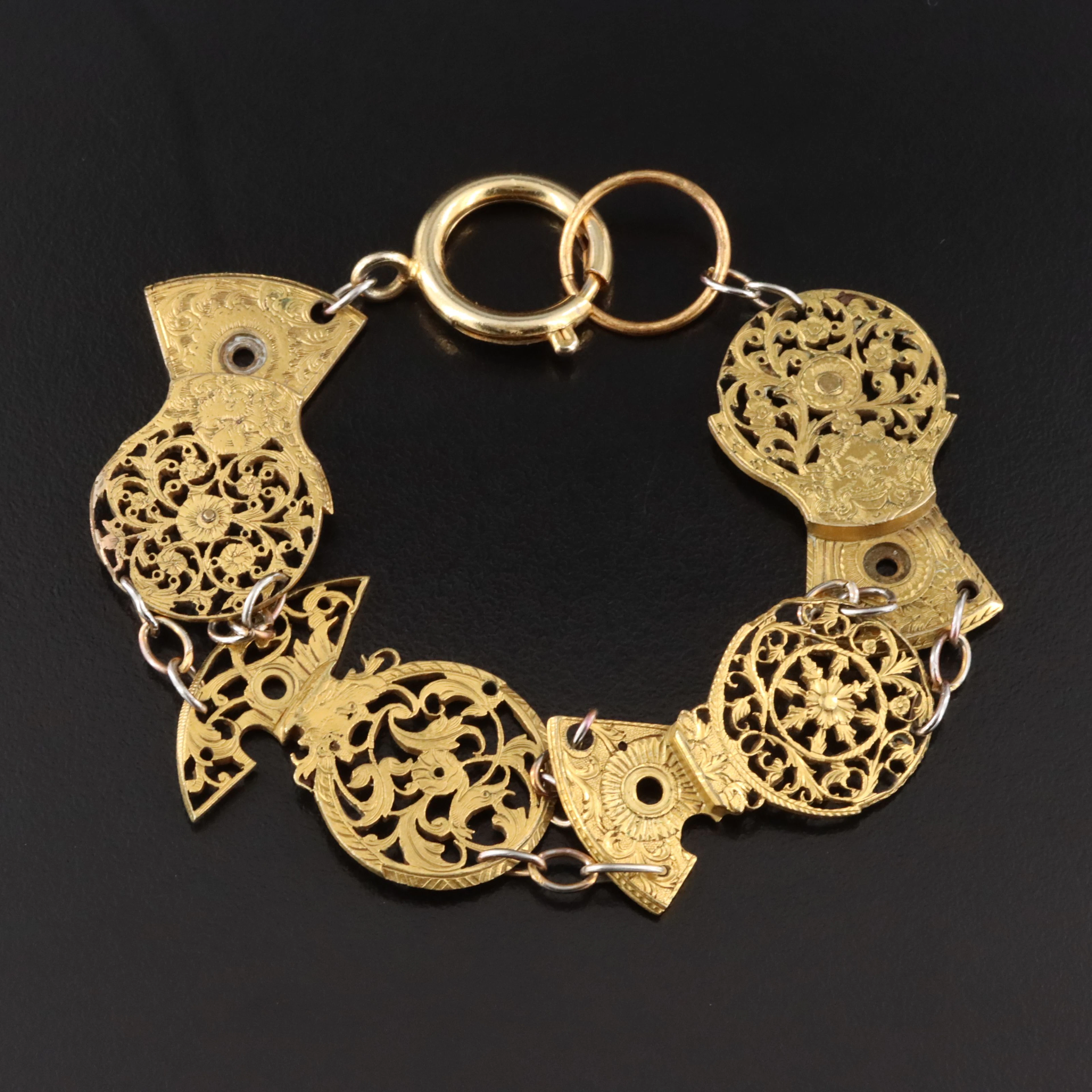 Victorian Fusee Watch Balance Bridge Link Bracelet