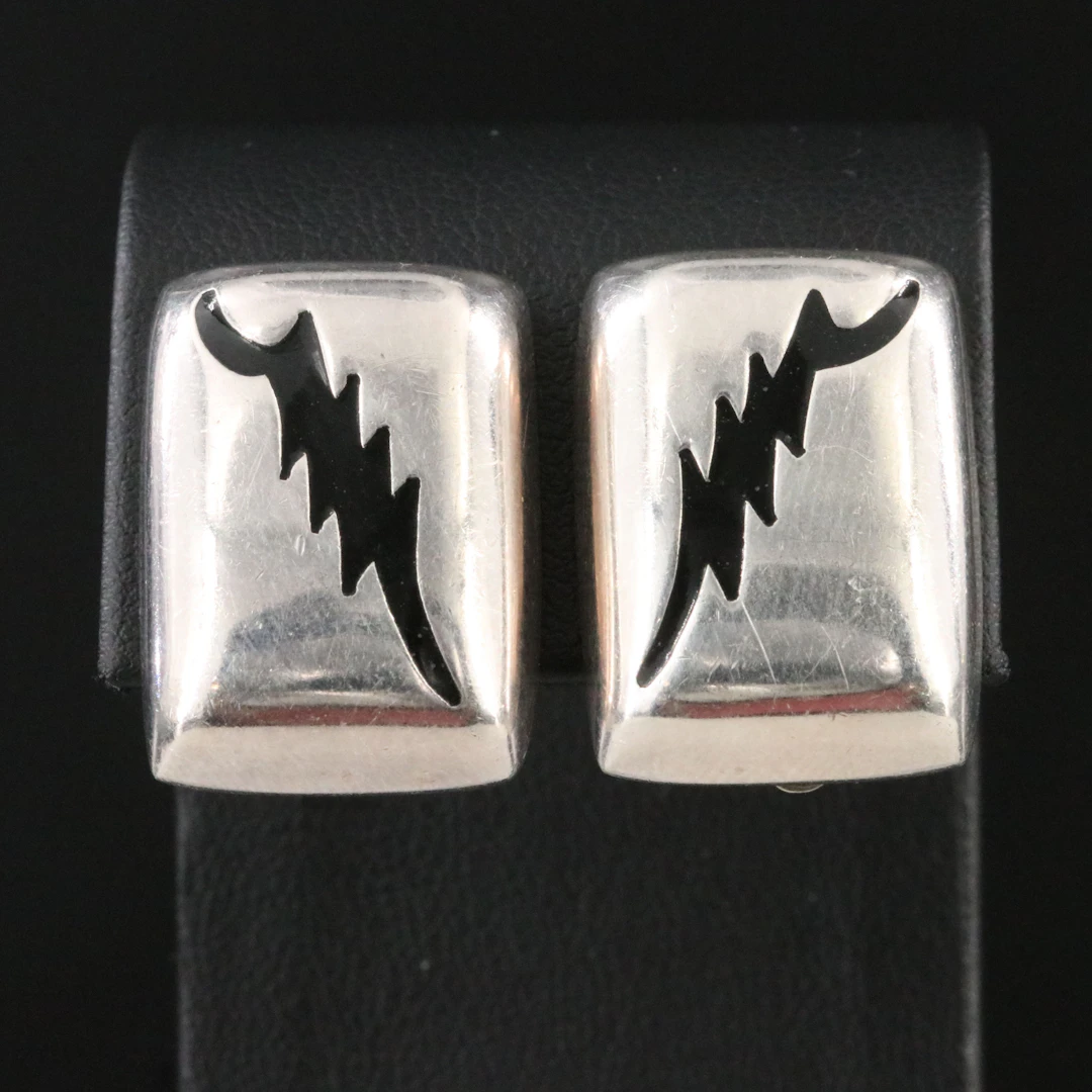 Mexican Sterling Lightning Bolt Earrings
