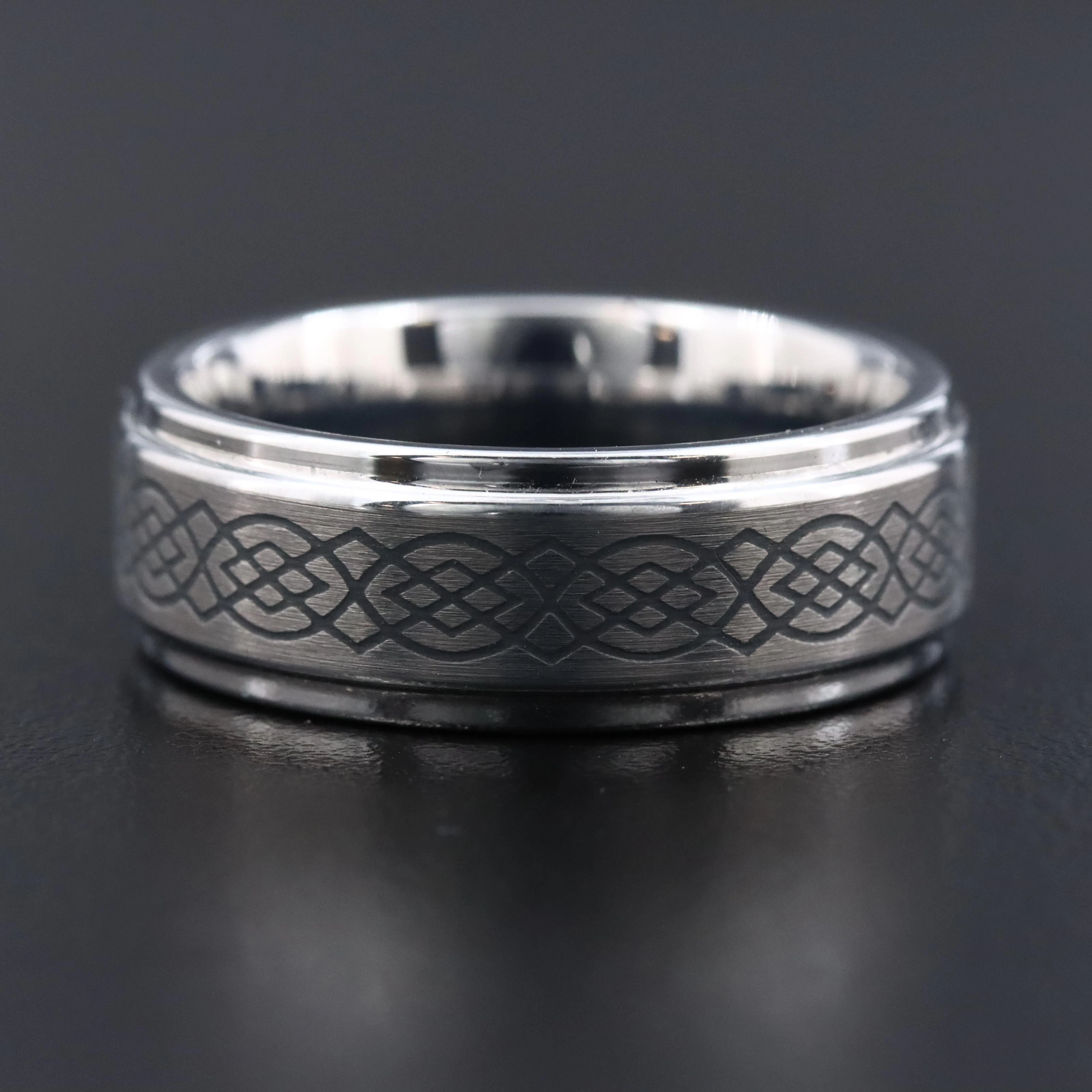 Tungsten Engraved Band Ring