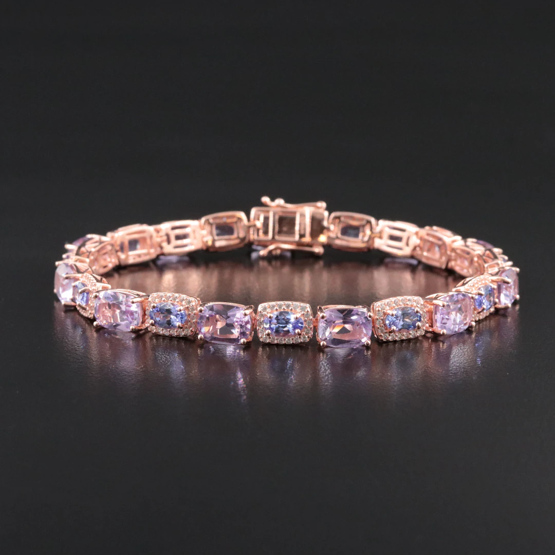Sterling Amethyst with White Zircon Accents Bracelet