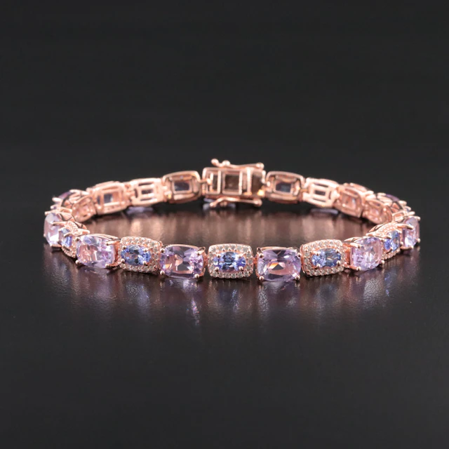 Sterling Amethyst with White Zircon Accents Bracelet