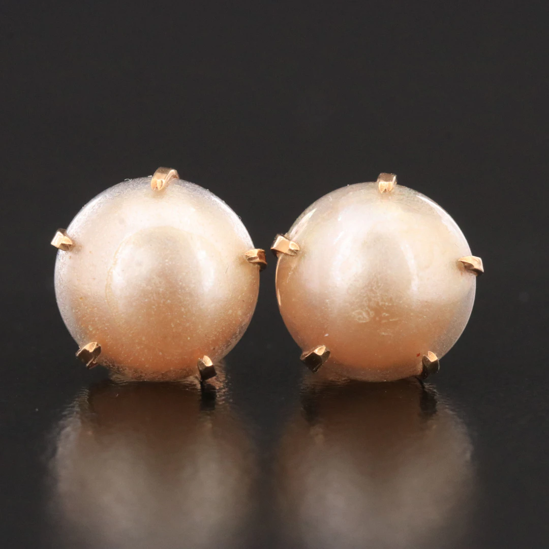 Vintage 14K Faux Pearl Earrings