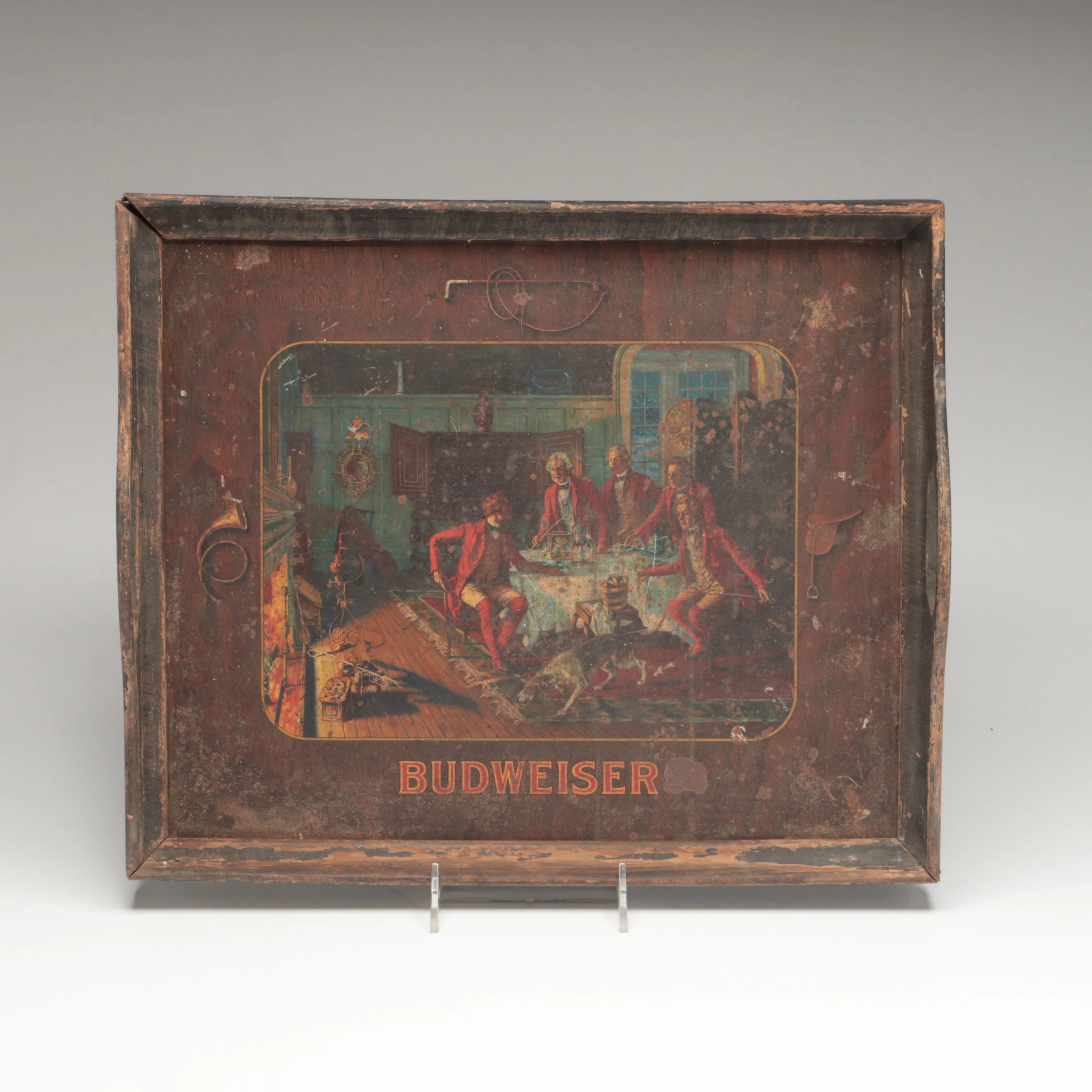 Budweiser Beer Colonial Tavern Scene Serving Tray, Early to Mid-20th Century